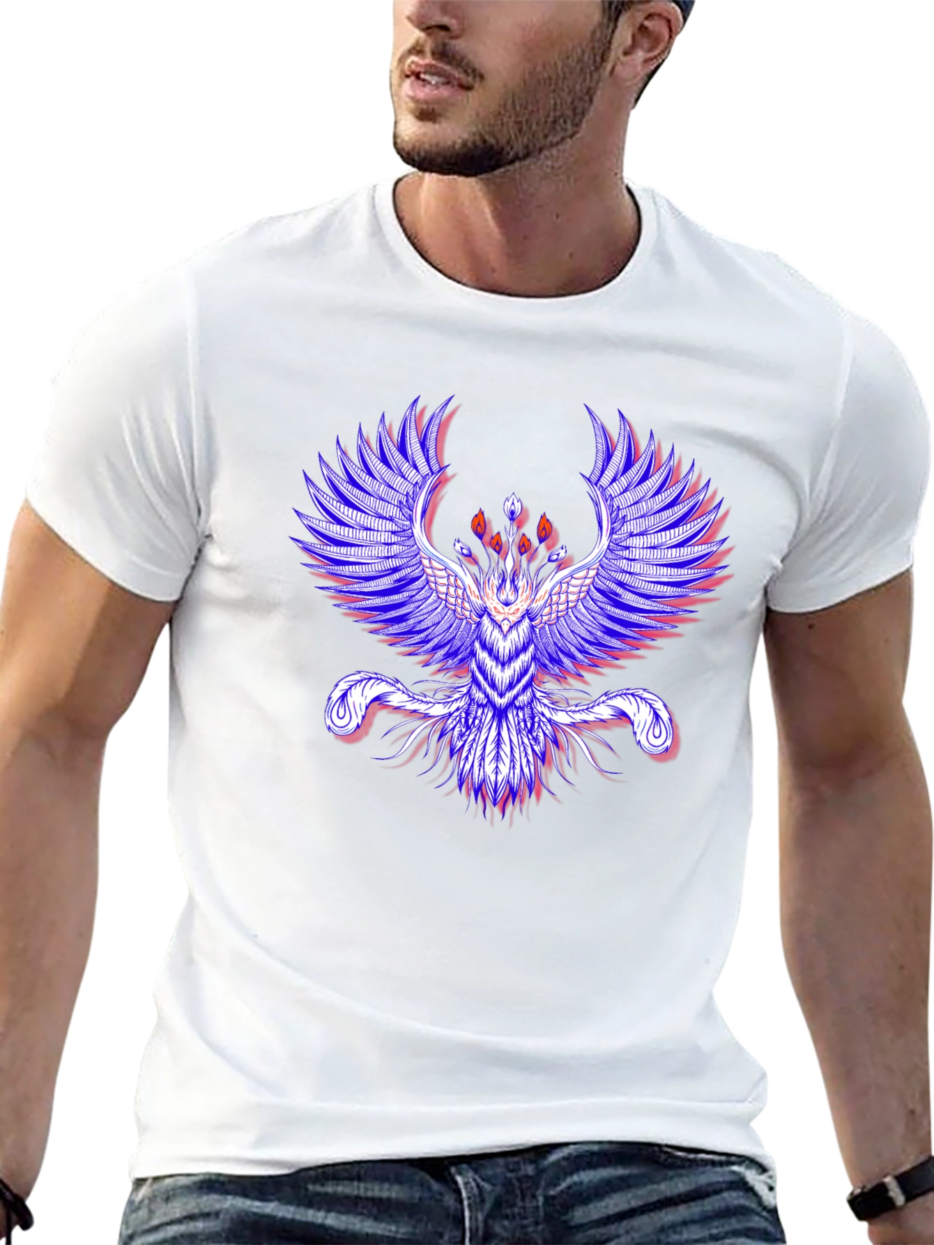 Phoenix Graphic Print Mens Black T-Shirt