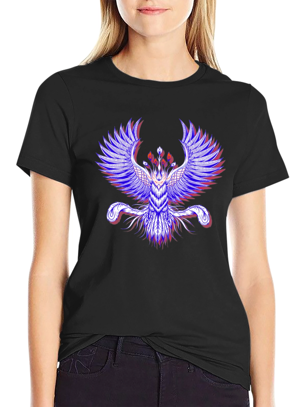 Phoenix Graphic Print Mens Black T-Shirt
