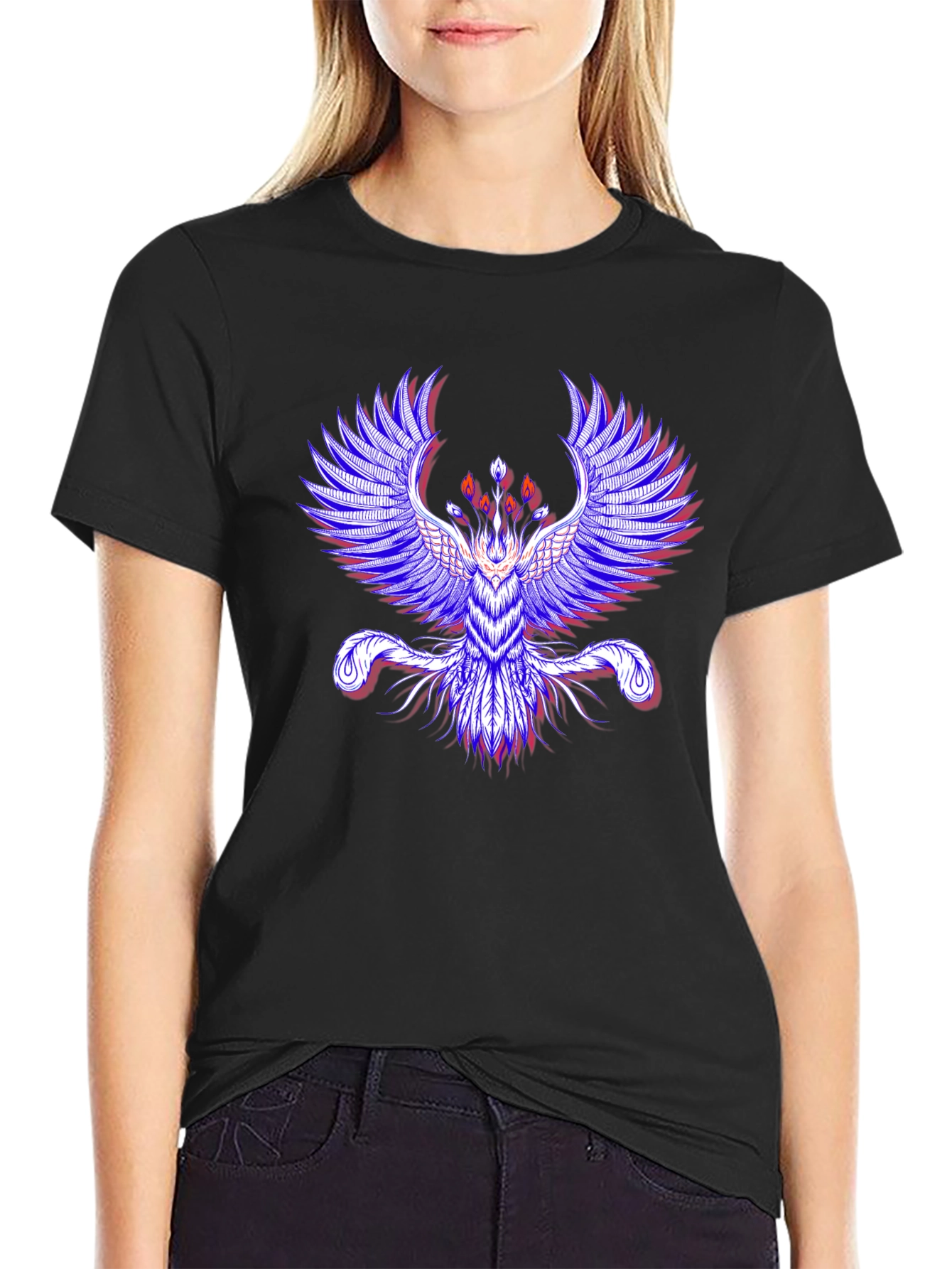 Phoenix Graphic Print Mens Black T-Shirt