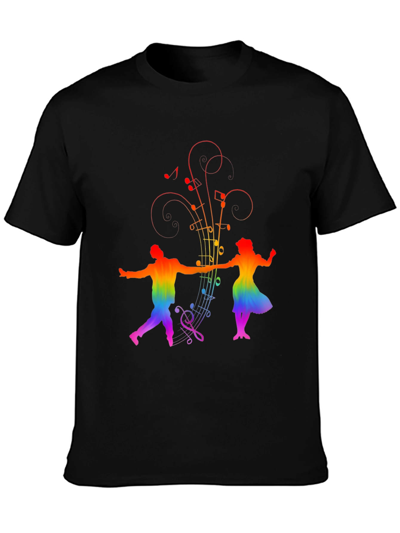 Rainbow Music Dancer Black Tee