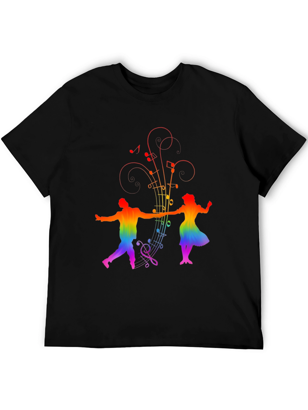 Rainbow Music Dancer Black Tee