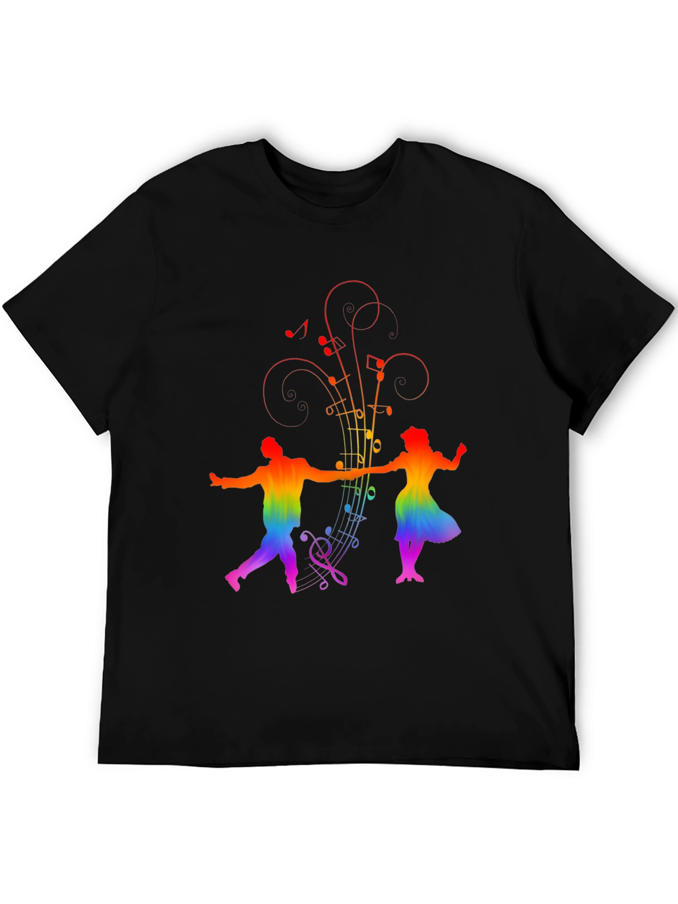 Rainbow Music Dancer Black Tee