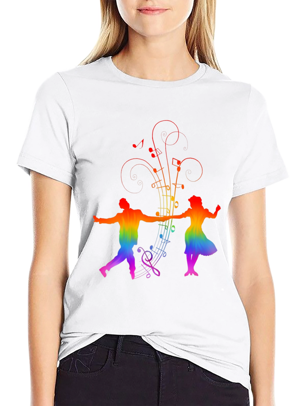 Rainbow Music Dancer Black Tee