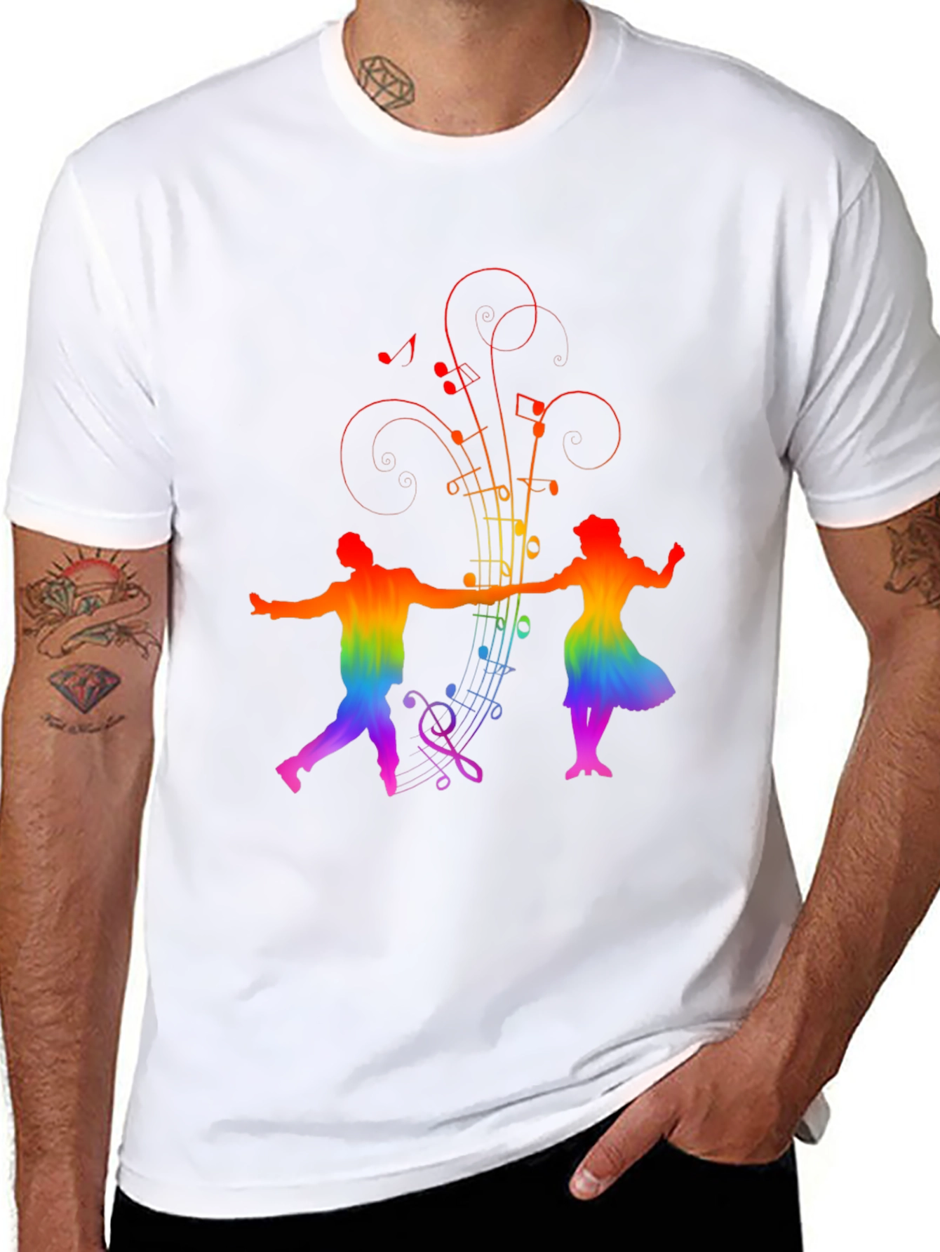 Rainbow Music Dancer Black Tee