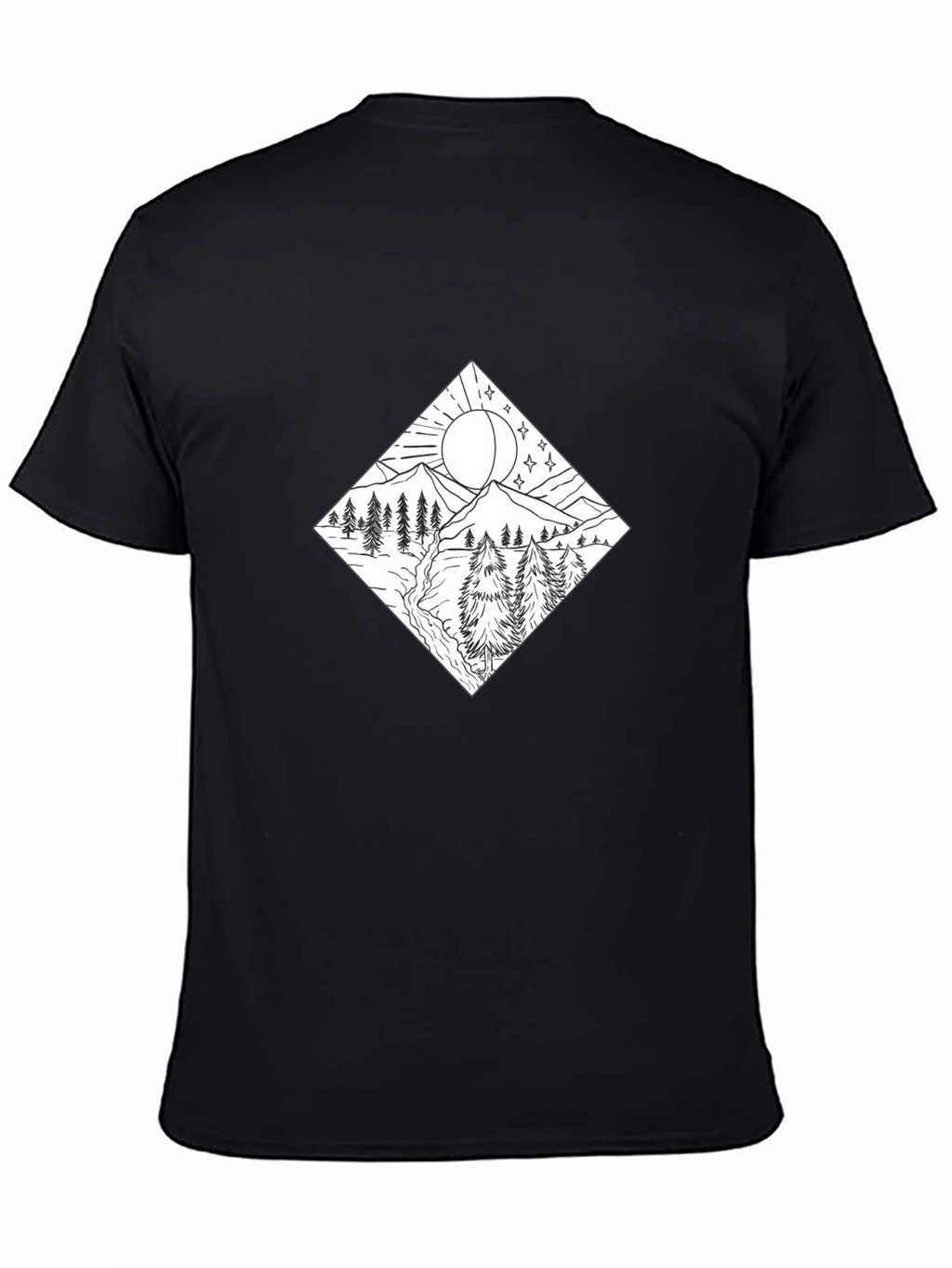 Mountain Scene Graphic Tee - Stylish Black Shirt