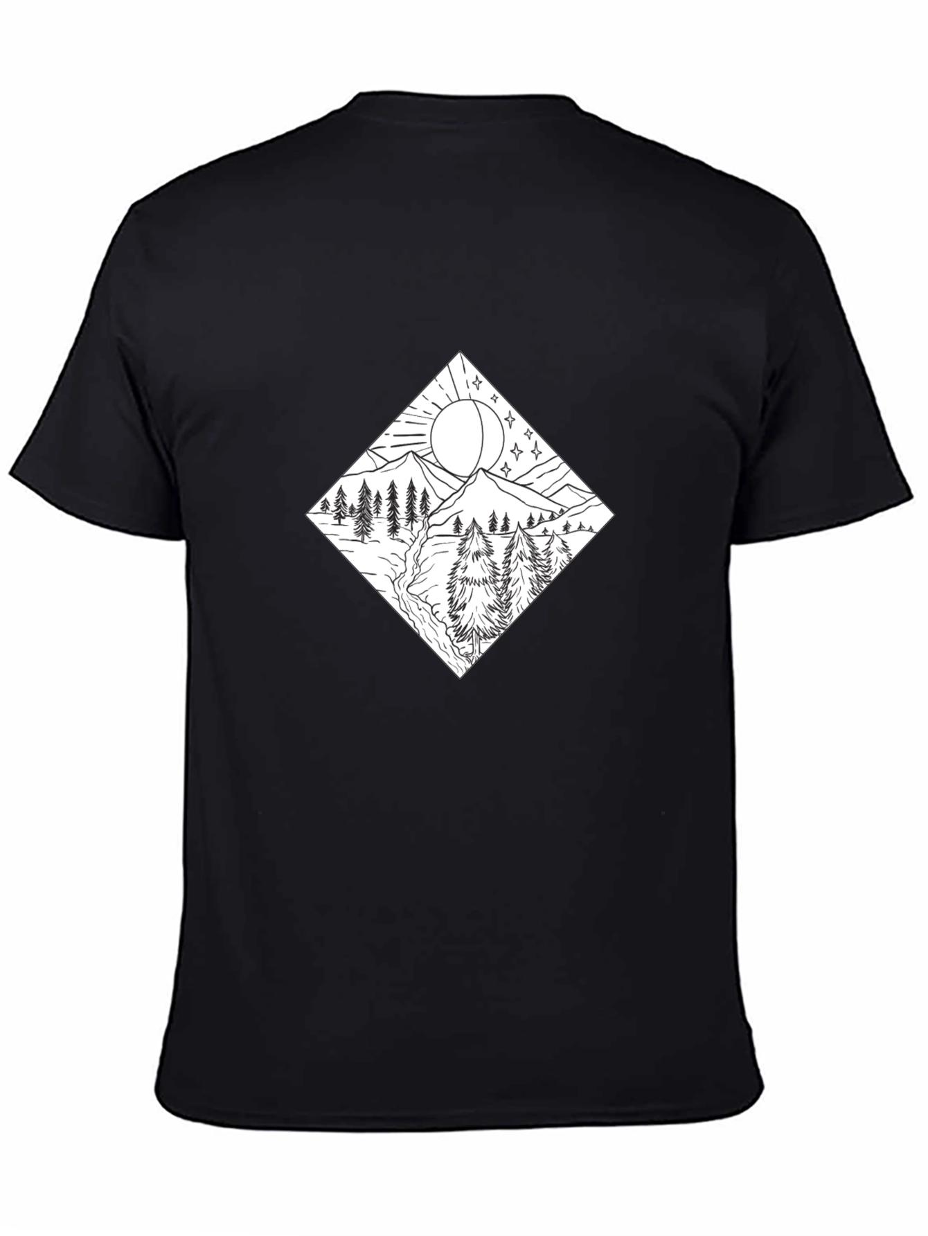 Mountain Scene Graphic Tee - Stylish Black Shirt