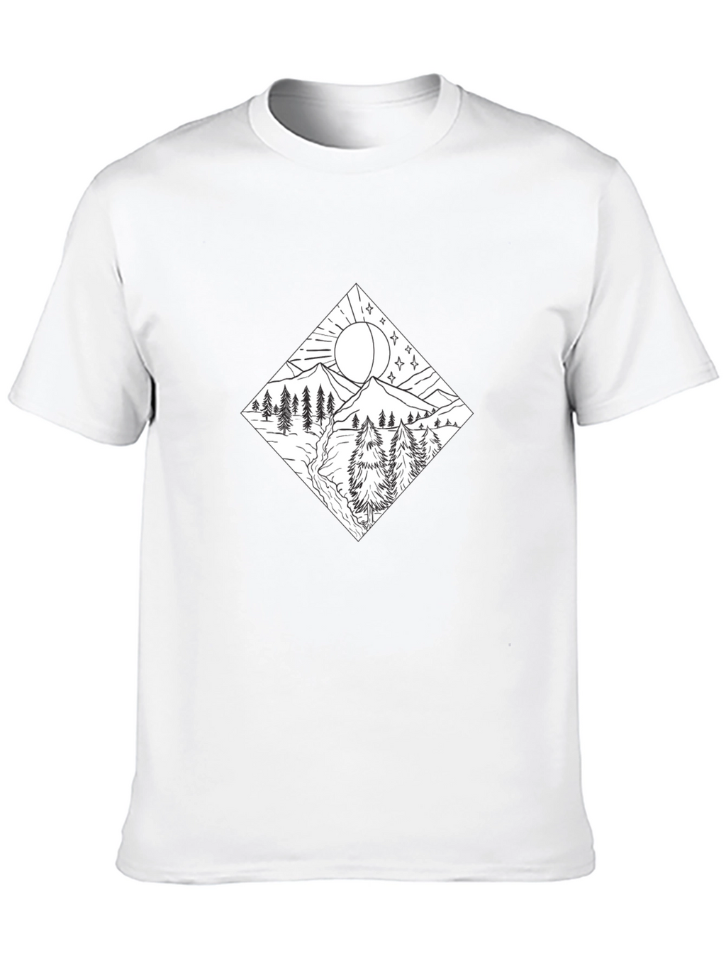 Mountain Scene Graphic Tee - Stylish Black Shirt