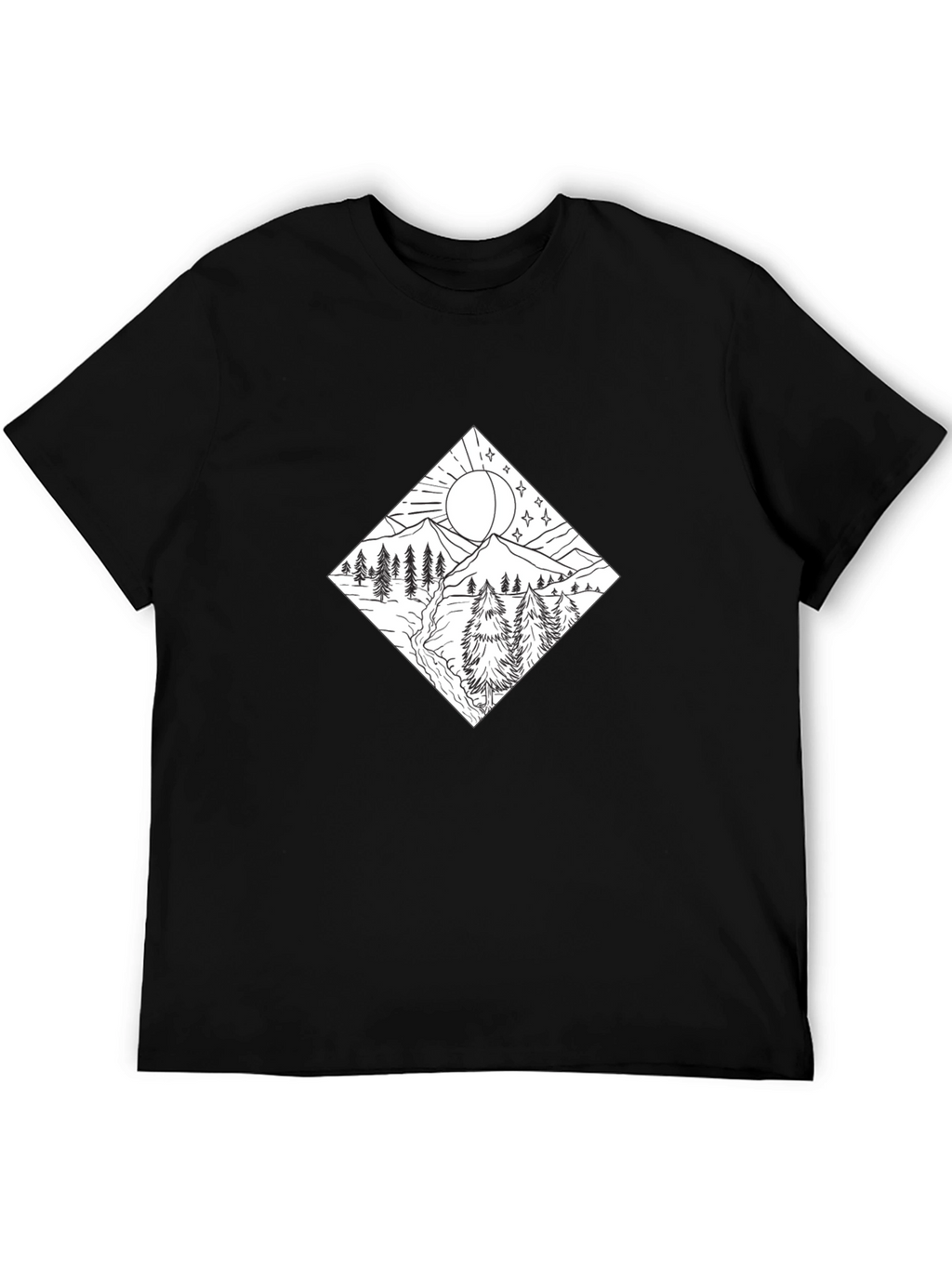 Mountain Scene Graphic Tee - Stylish Black Shirt