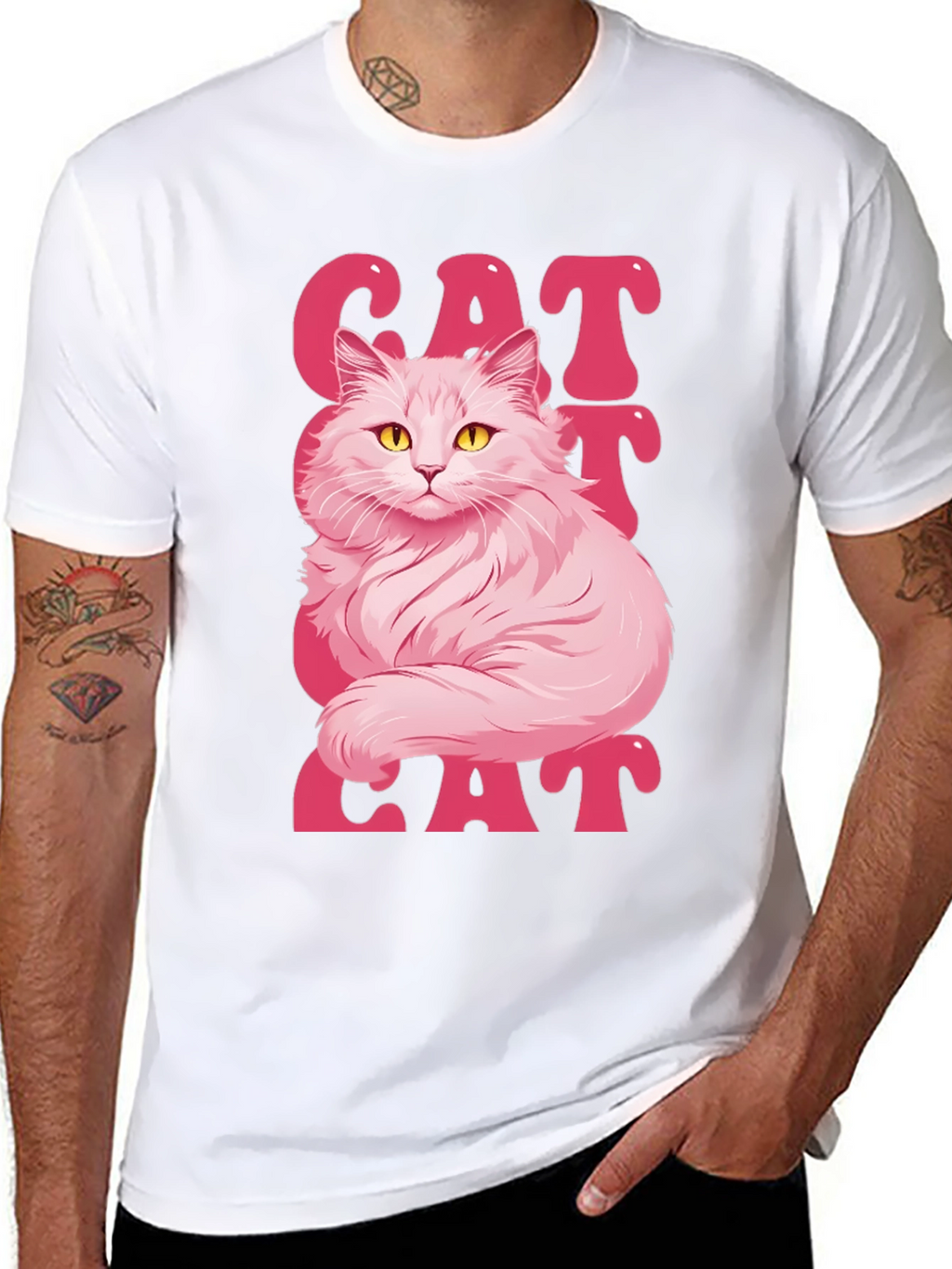 Pink Cat Graphic T-Shirt