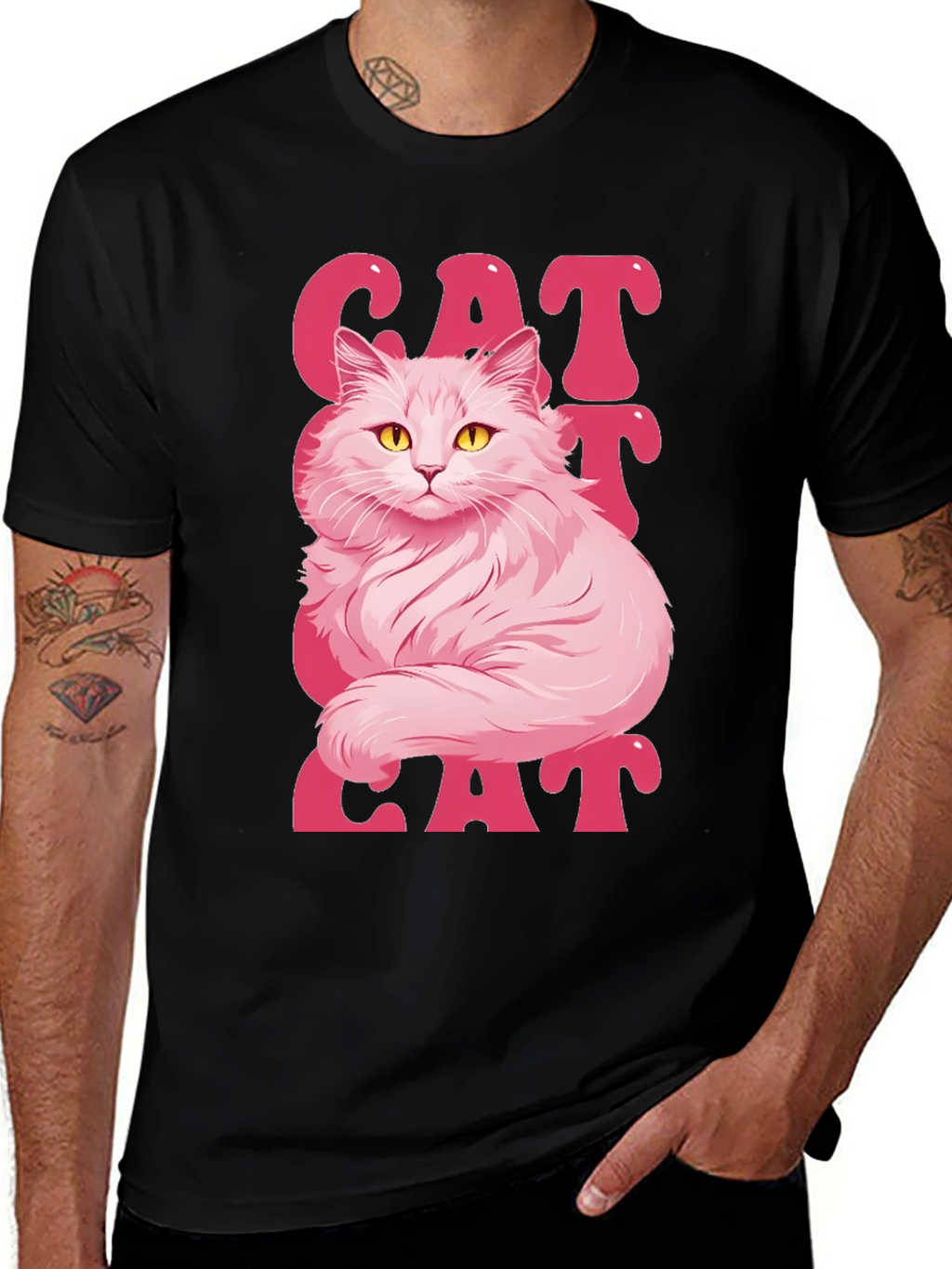Pink Cat Graphic T-Shirt
