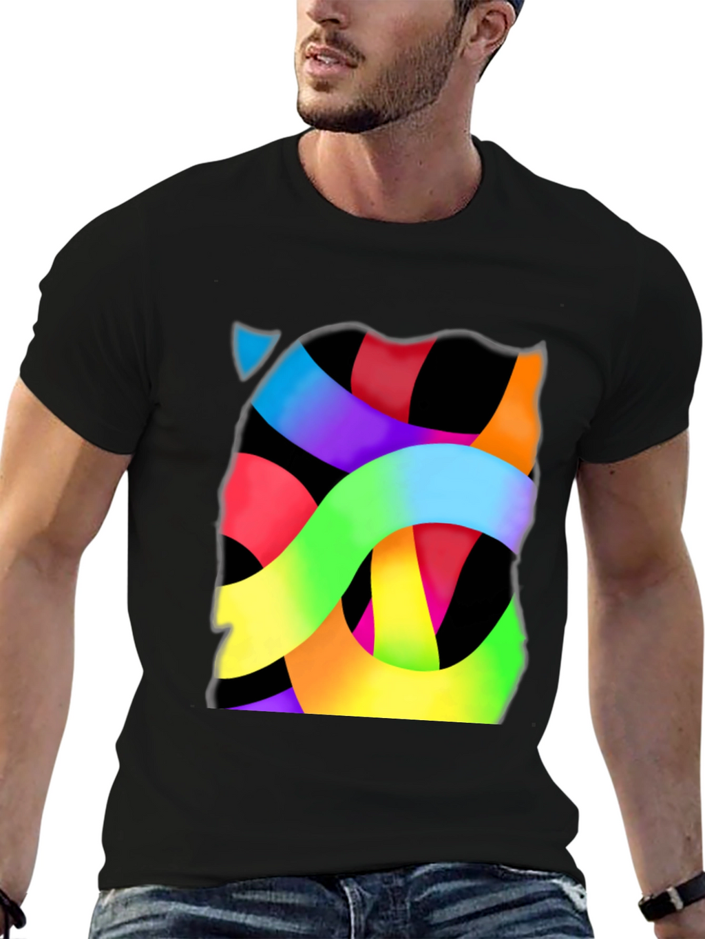 Abstract Ribbon Graphic Tee - Modern Art T-Shirt