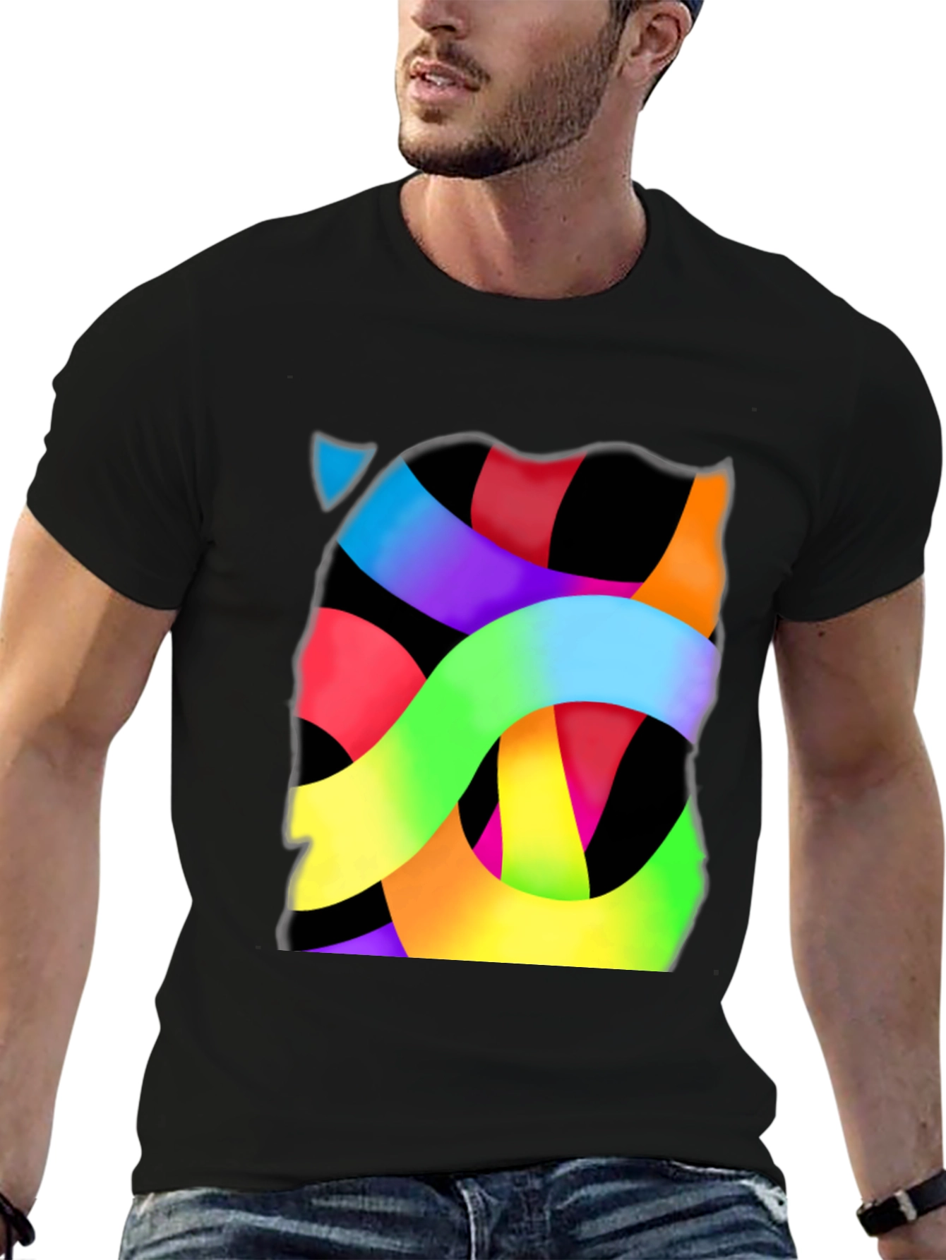 Abstract Ribbon Graphic Tee - Modern Art T-Shirt