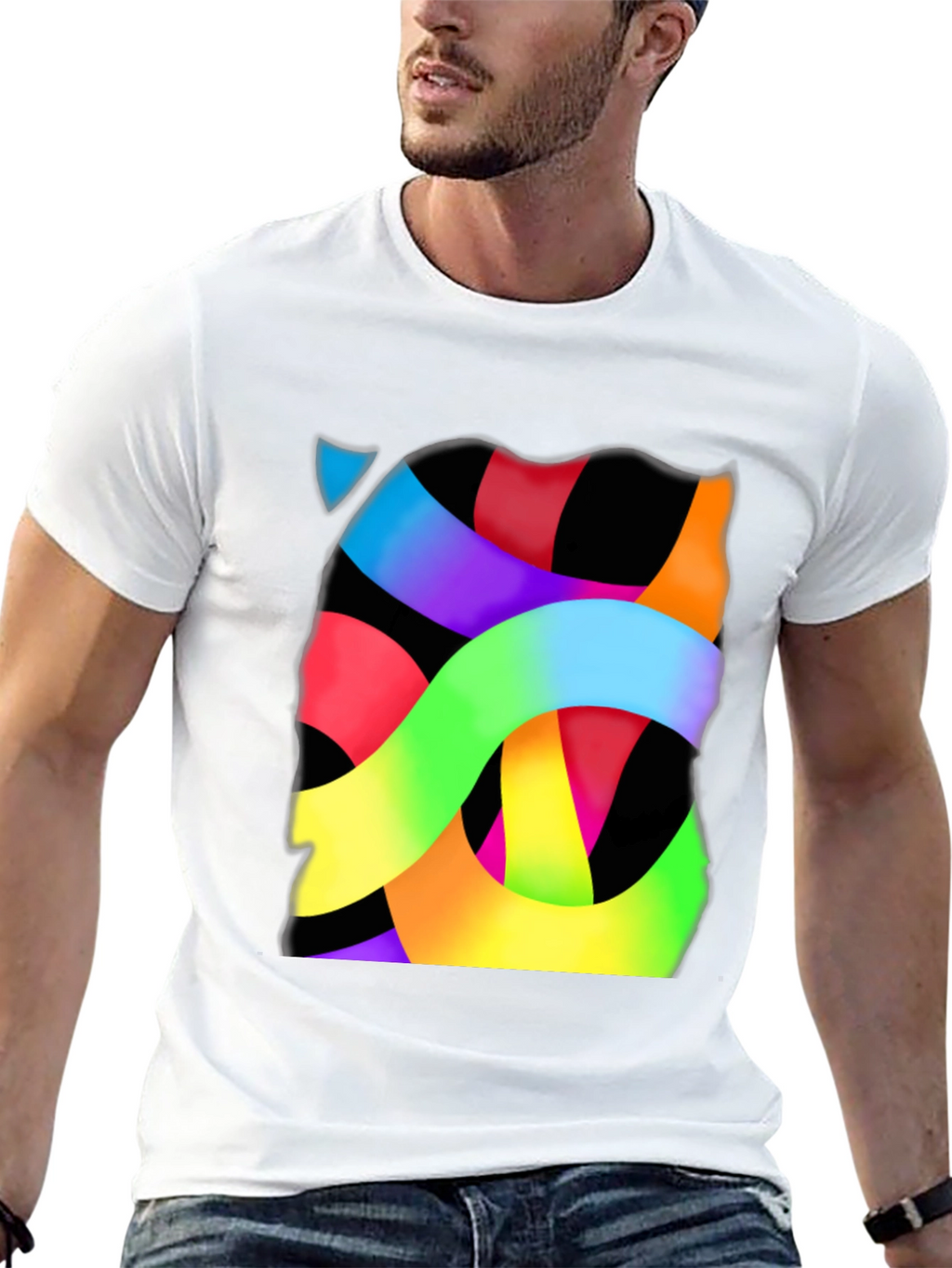 Abstract Ribbon Graphic Tee - Modern Art T-Shirt
