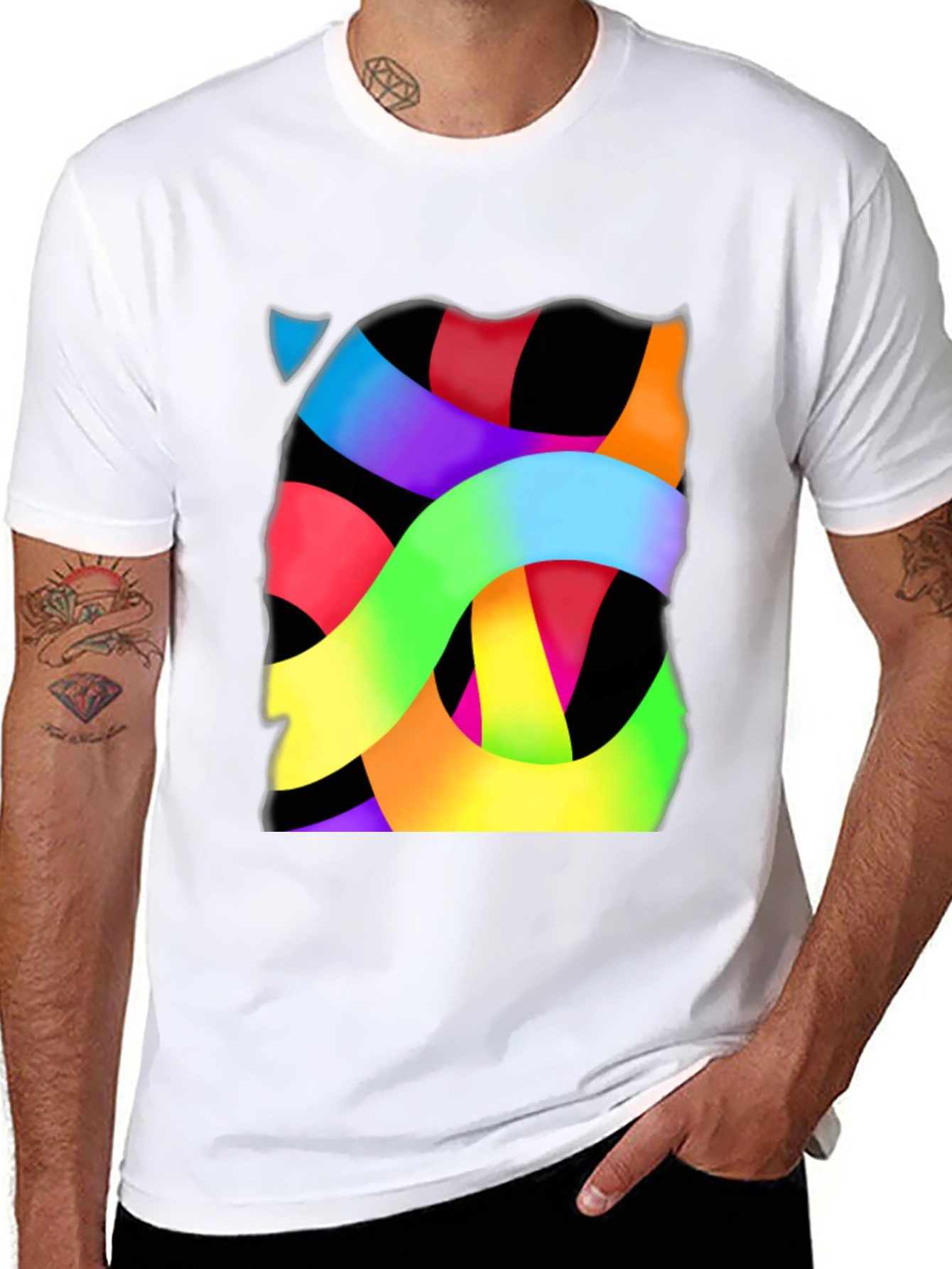 Abstract Ribbon Graphic Tee - Modern Art T-Shirt