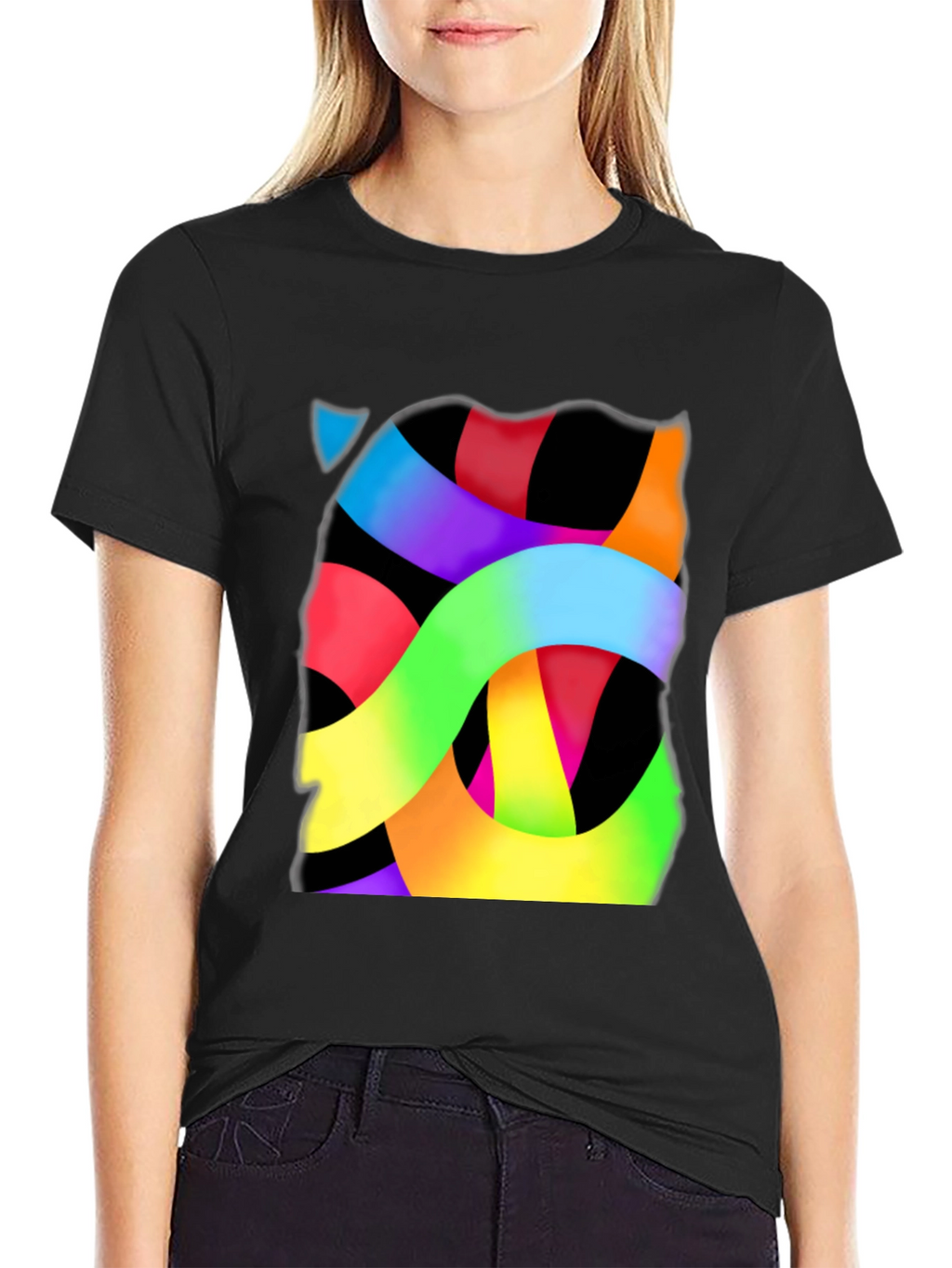 Abstract Ribbon Graphic Tee - Modern Art T-Shirt