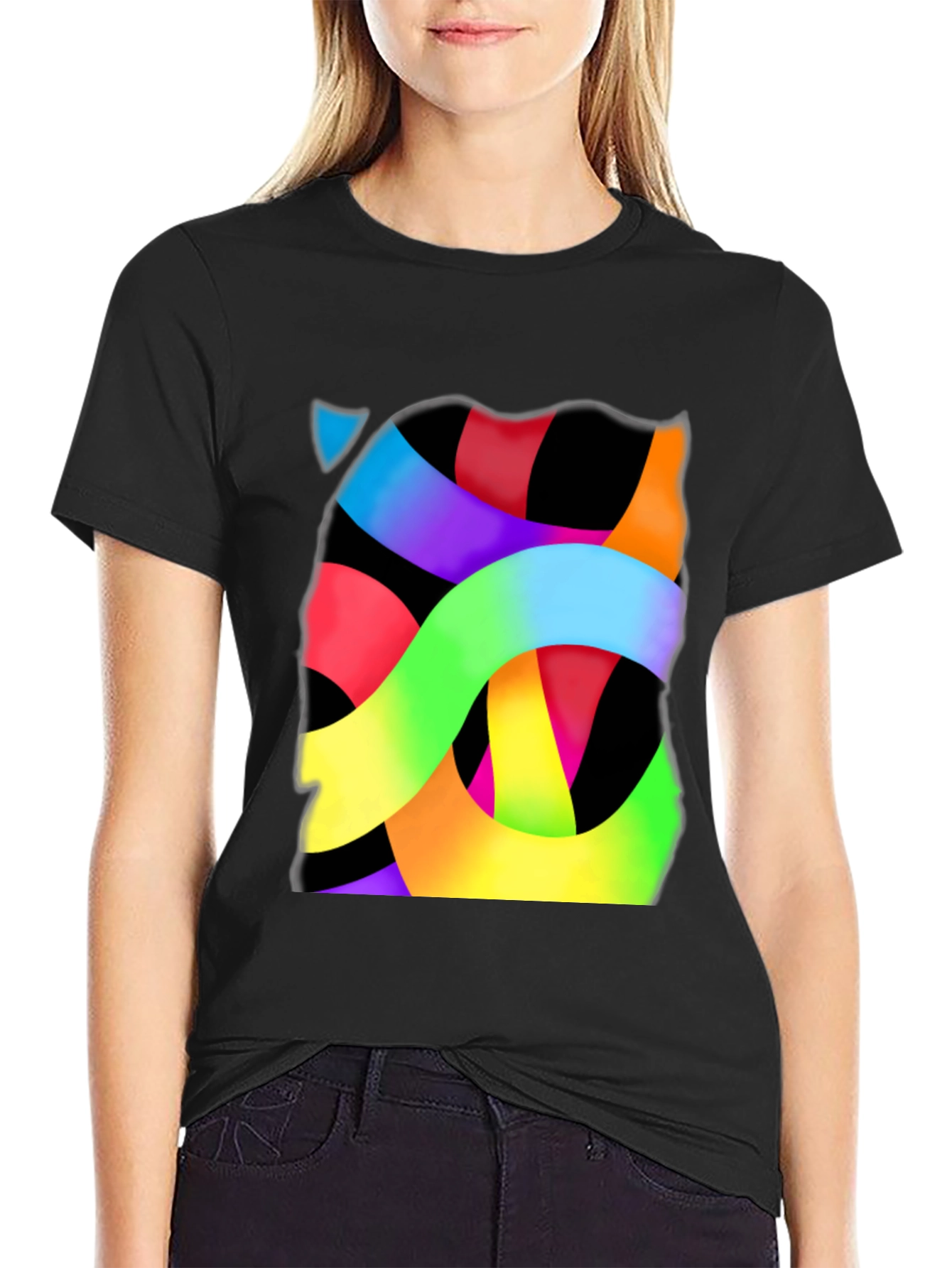 Abstract Ribbon Graphic Tee - Modern Art T-Shirt
