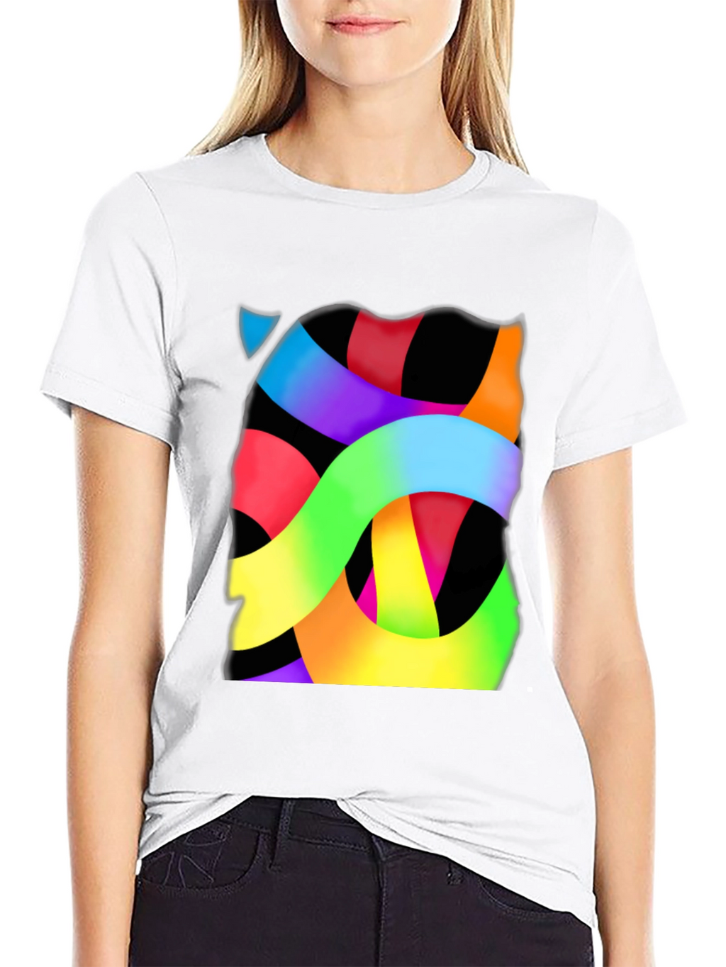 Abstract Ribbon Graphic Tee - Modern Art T-Shirt