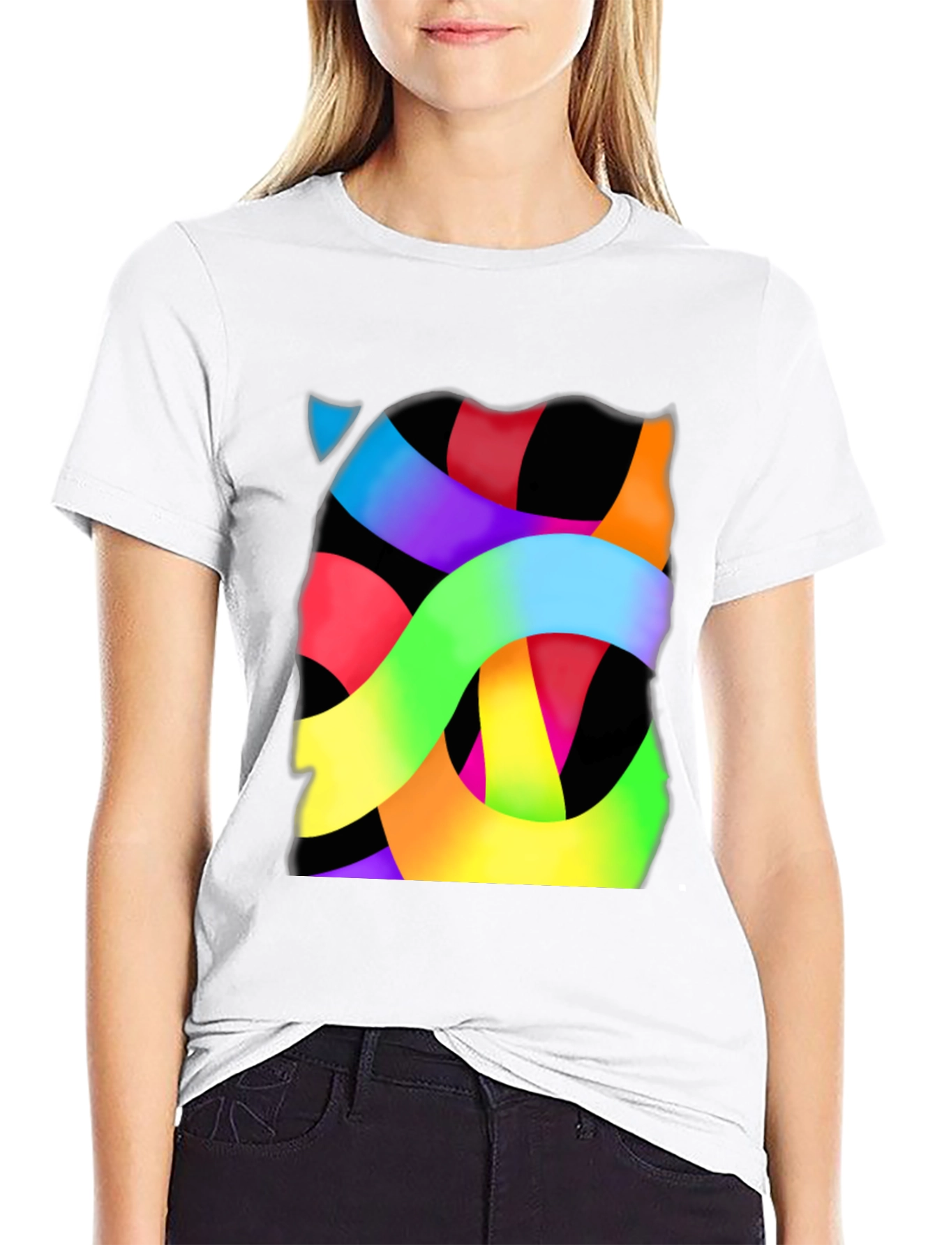 Abstract Ribbon Graphic Tee - Modern Art T-Shirt