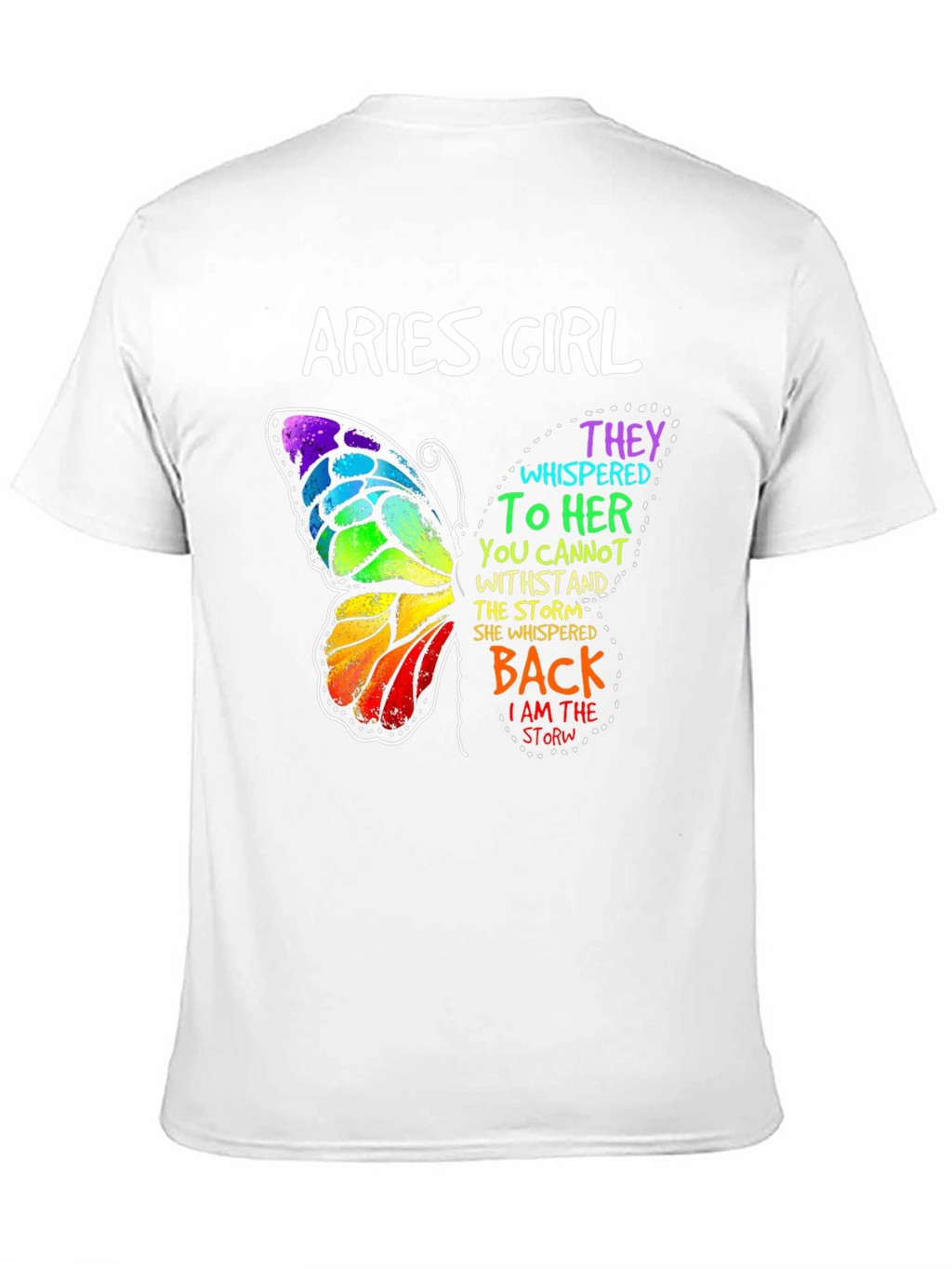 Aries Girl Butterfly Graphic Tee - Zodiac Womens T-Shirt