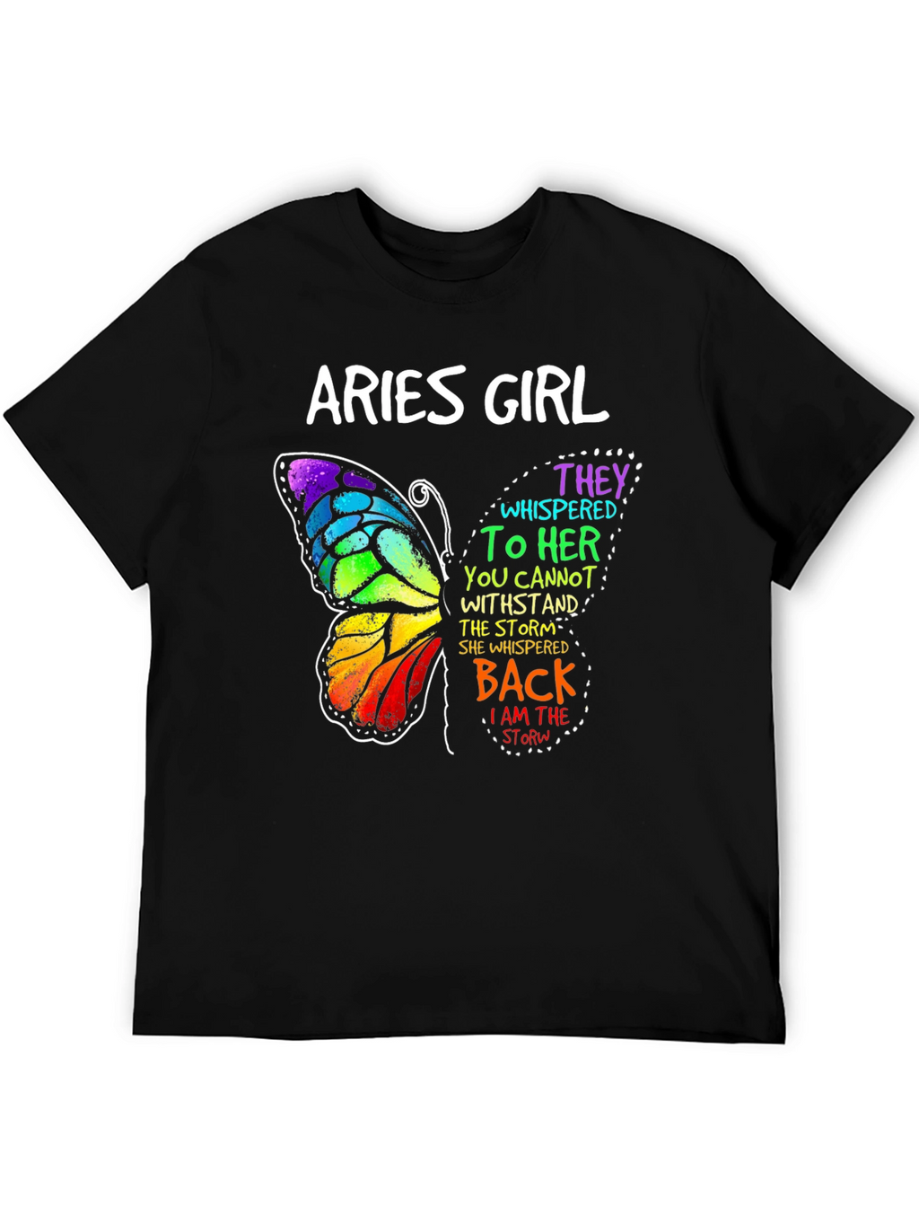 Aries Girl Butterfly Graphic Tee - Zodiac Womens T-Shirt