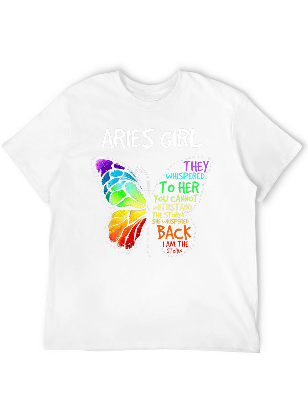 Aries Girl Butterfly Graphic Tee - Zodiac Womens T-Shirt