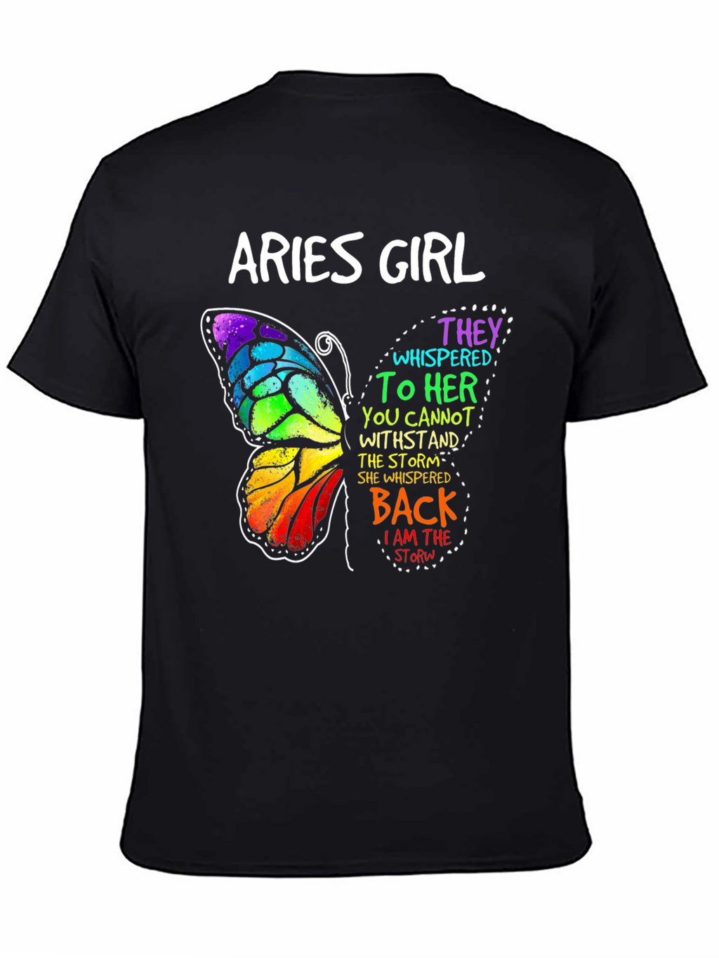 Aries Girl Butterfly Graphic Tee - Zodiac Womens T-Shirt