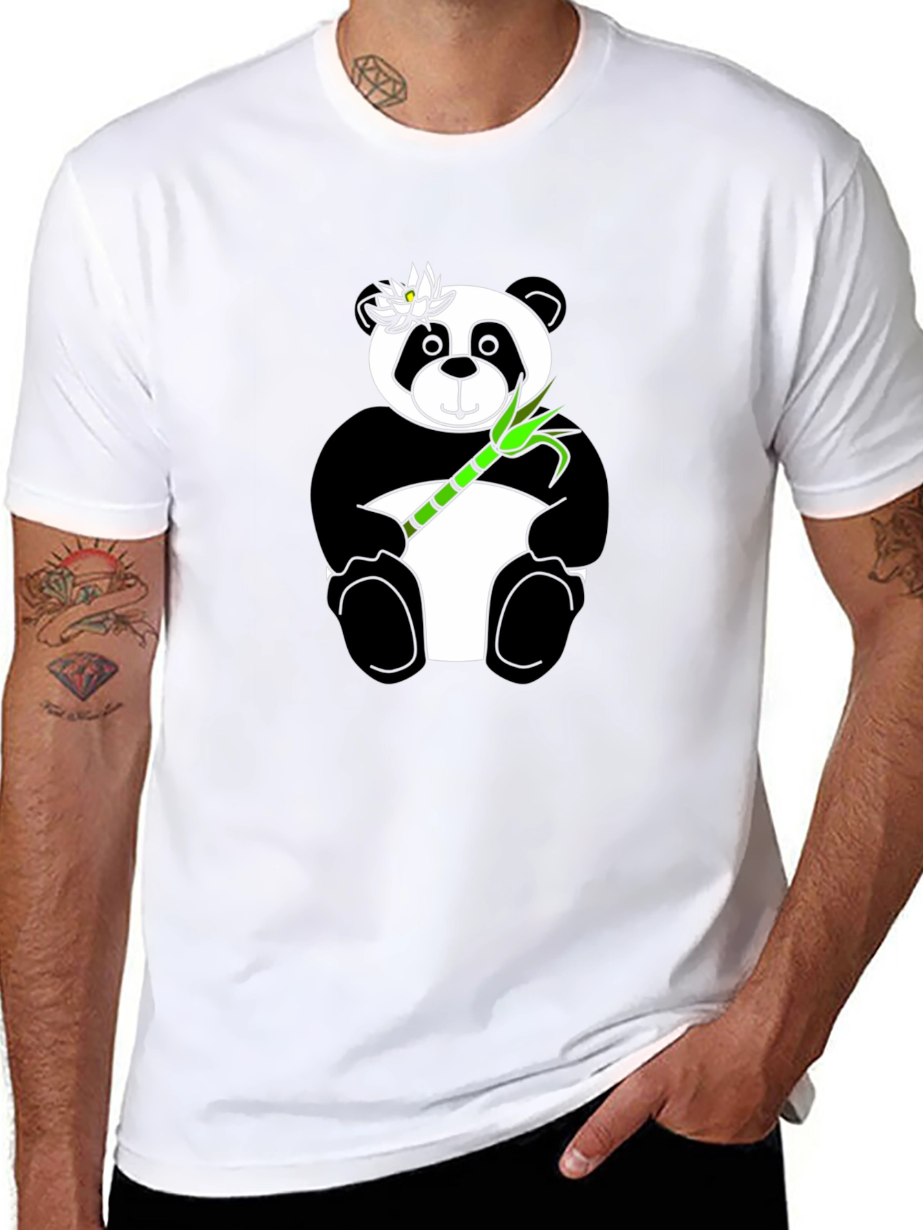 Panda Bamboo Graphic Tee - Black
