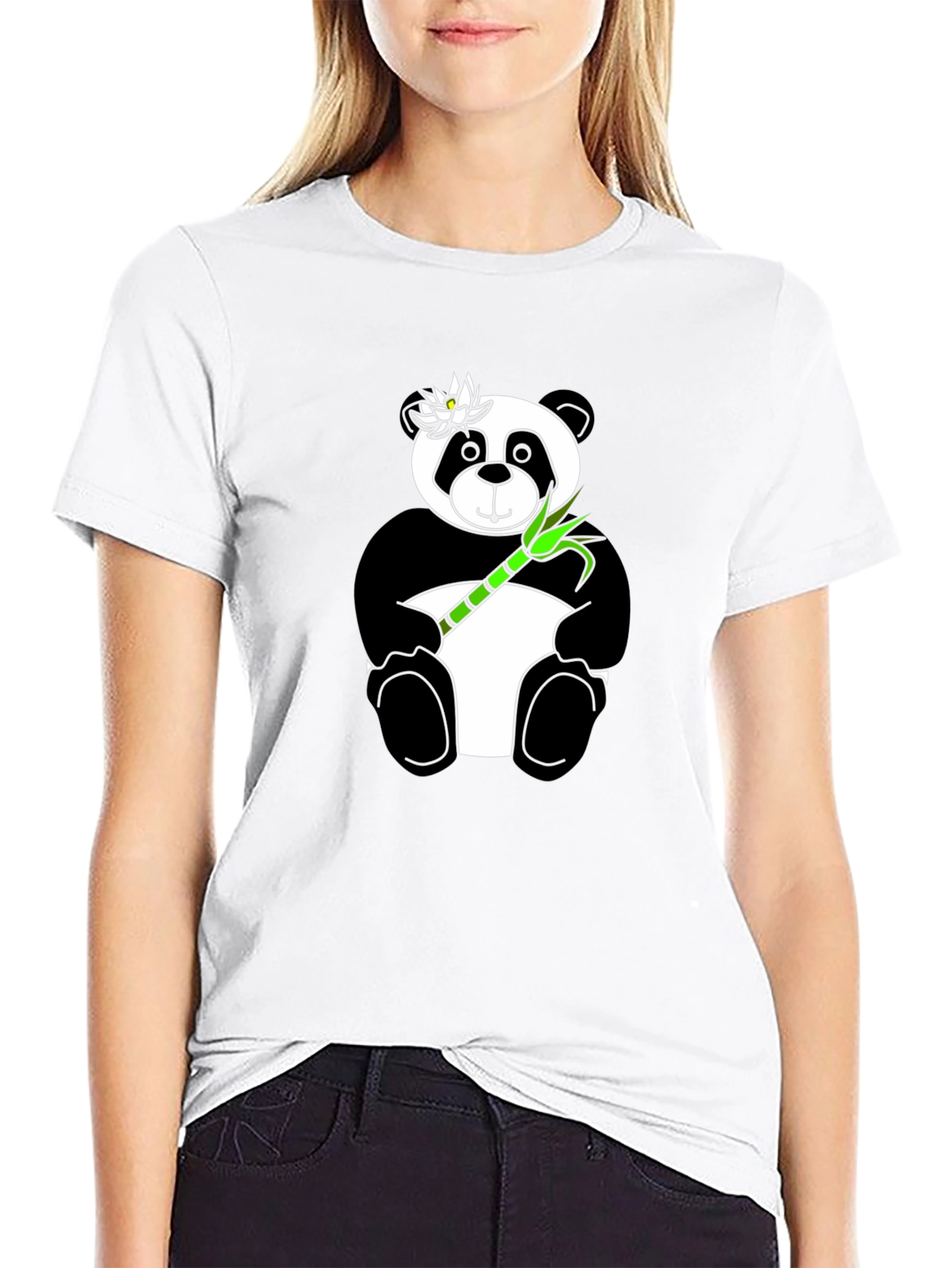 Panda Bamboo Graphic Tee - Black