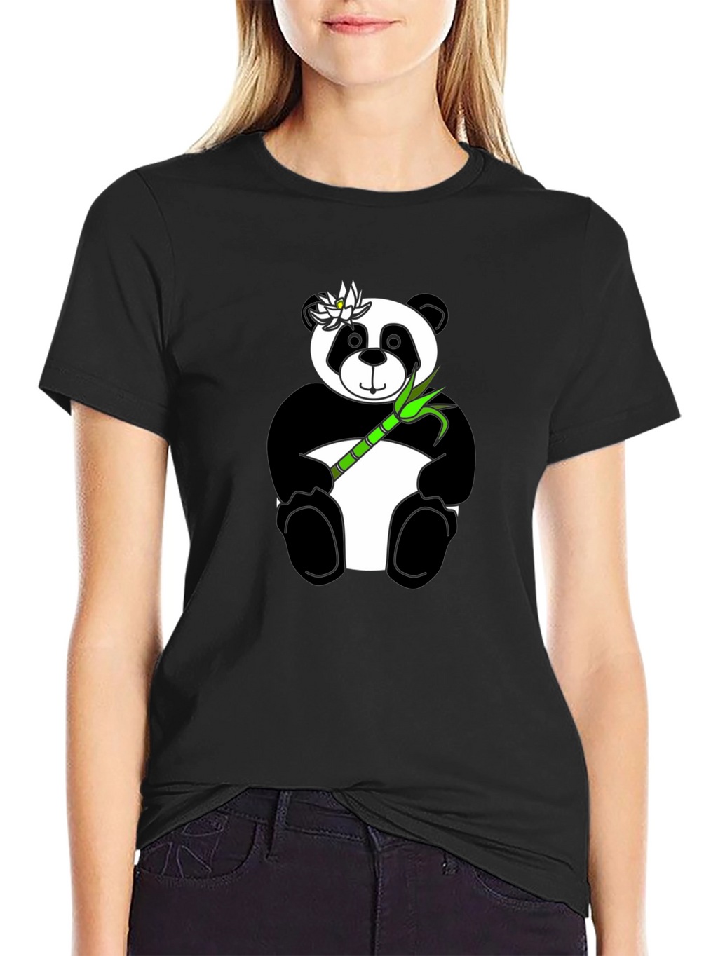 Panda Bamboo Graphic Tee - Black
