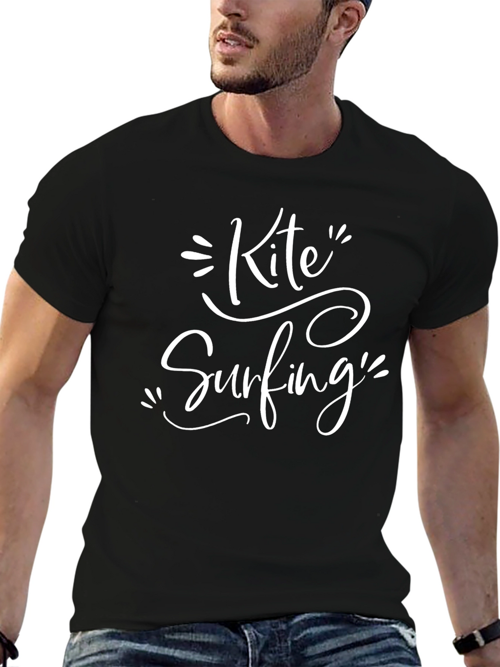 Kite Surfing Graphic Tee - Black