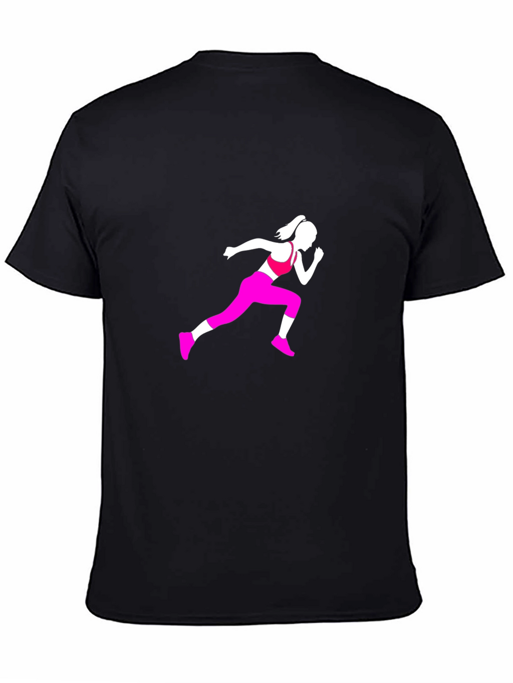 Black Tee with Running Woman Graphic