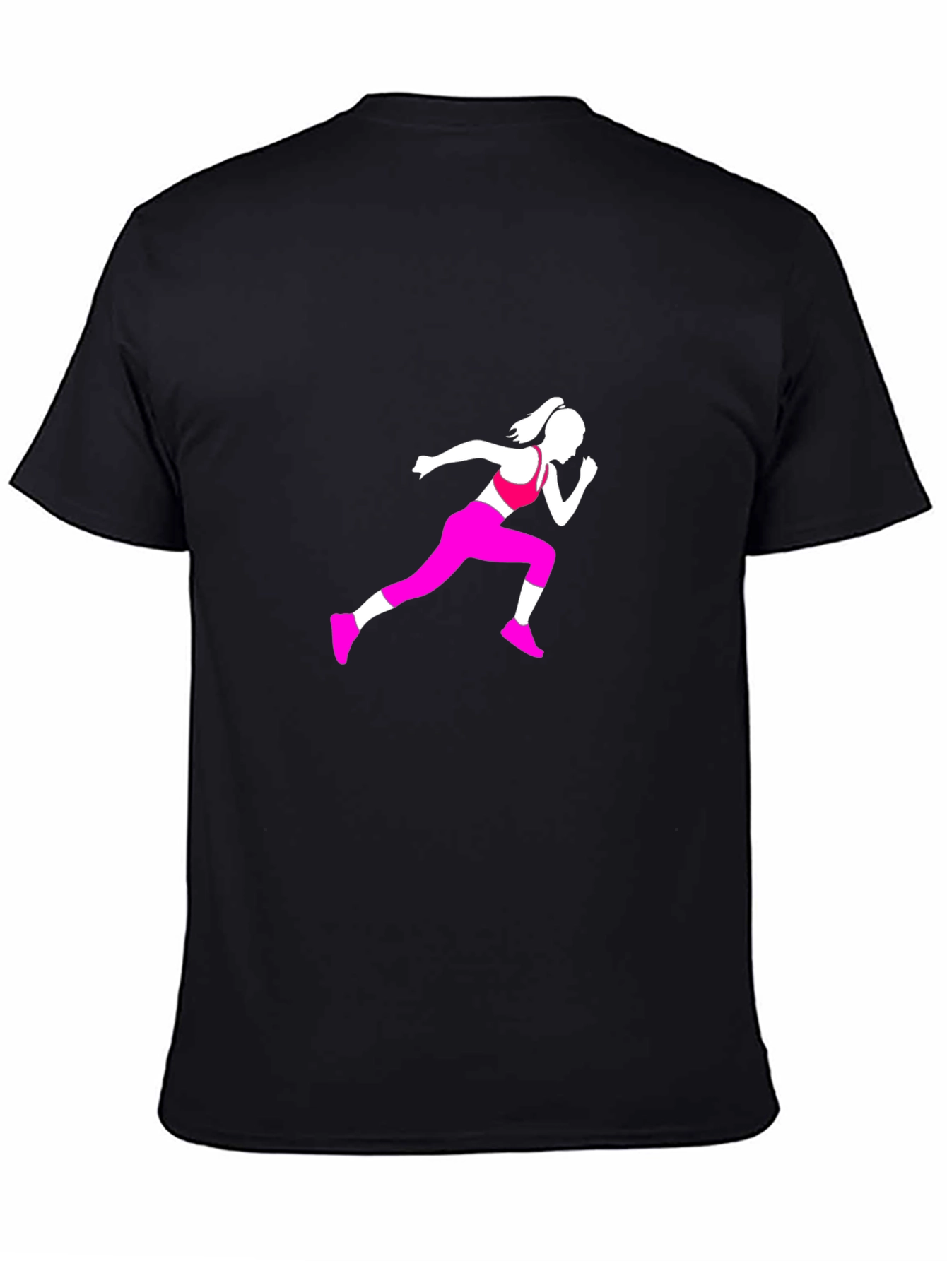Black Tee with Running Woman Graphic