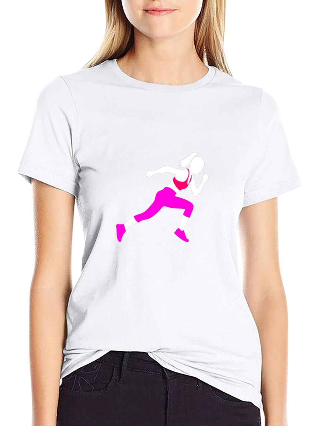 Black Tee with Running Woman Graphic