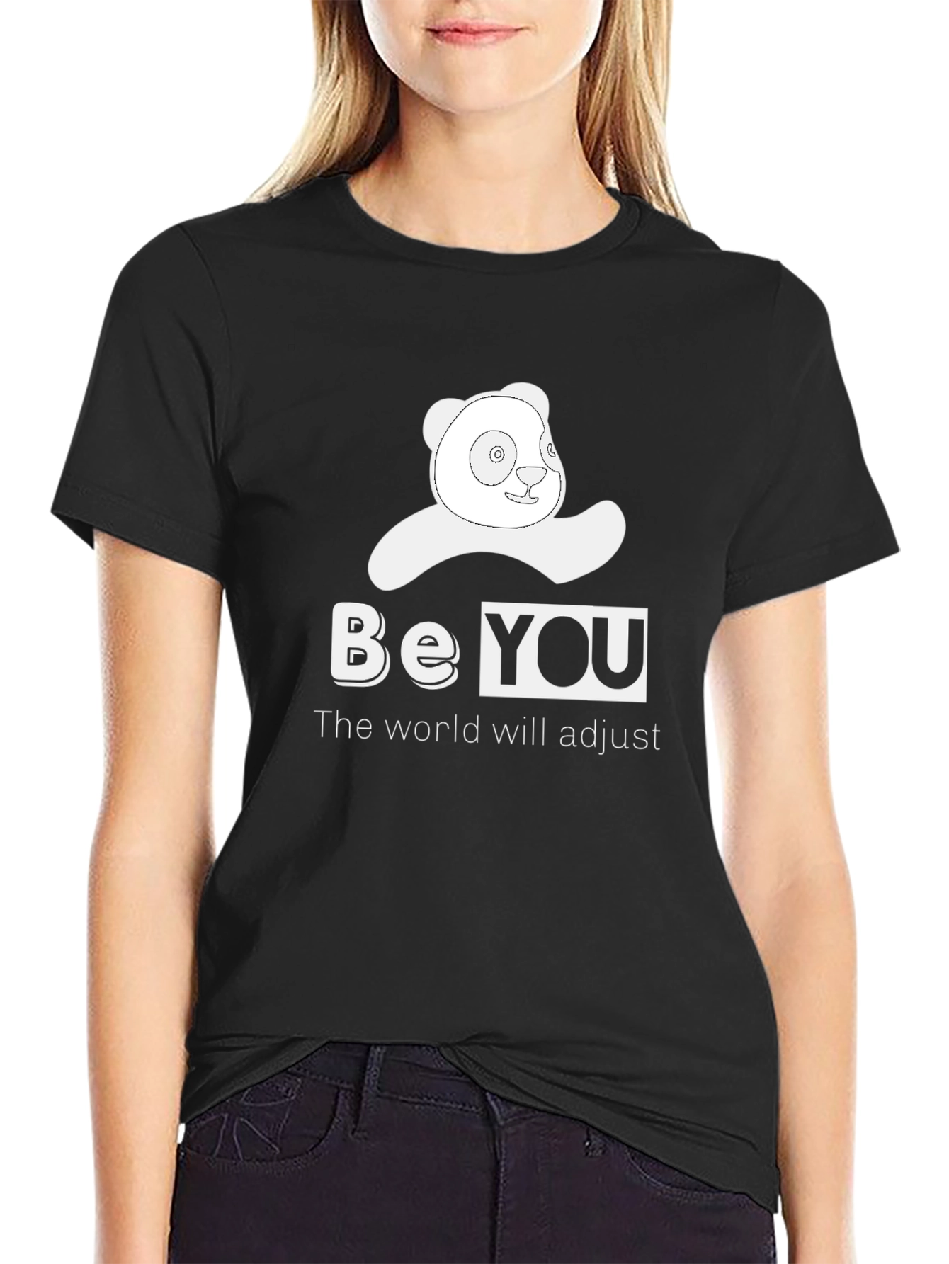 Be You Panda T-Shirt - Black Casual Tee