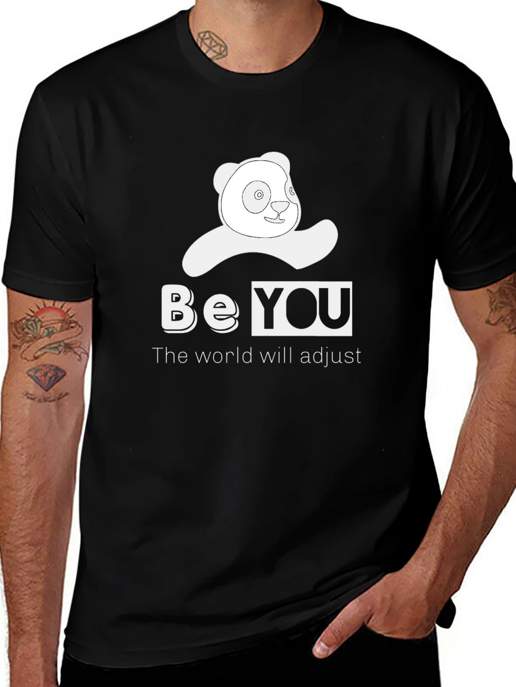 Be You Panda T-Shirt - Black Casual Tee