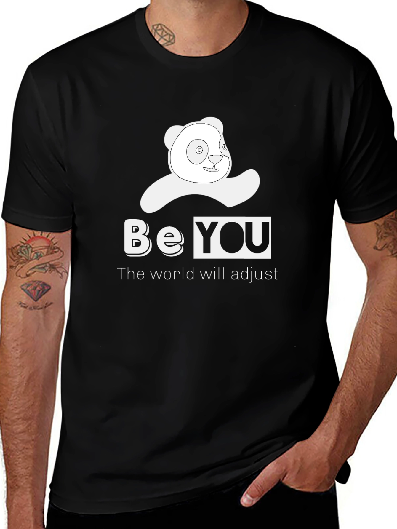 Be You Panda T-Shirt - Black Casual Tee