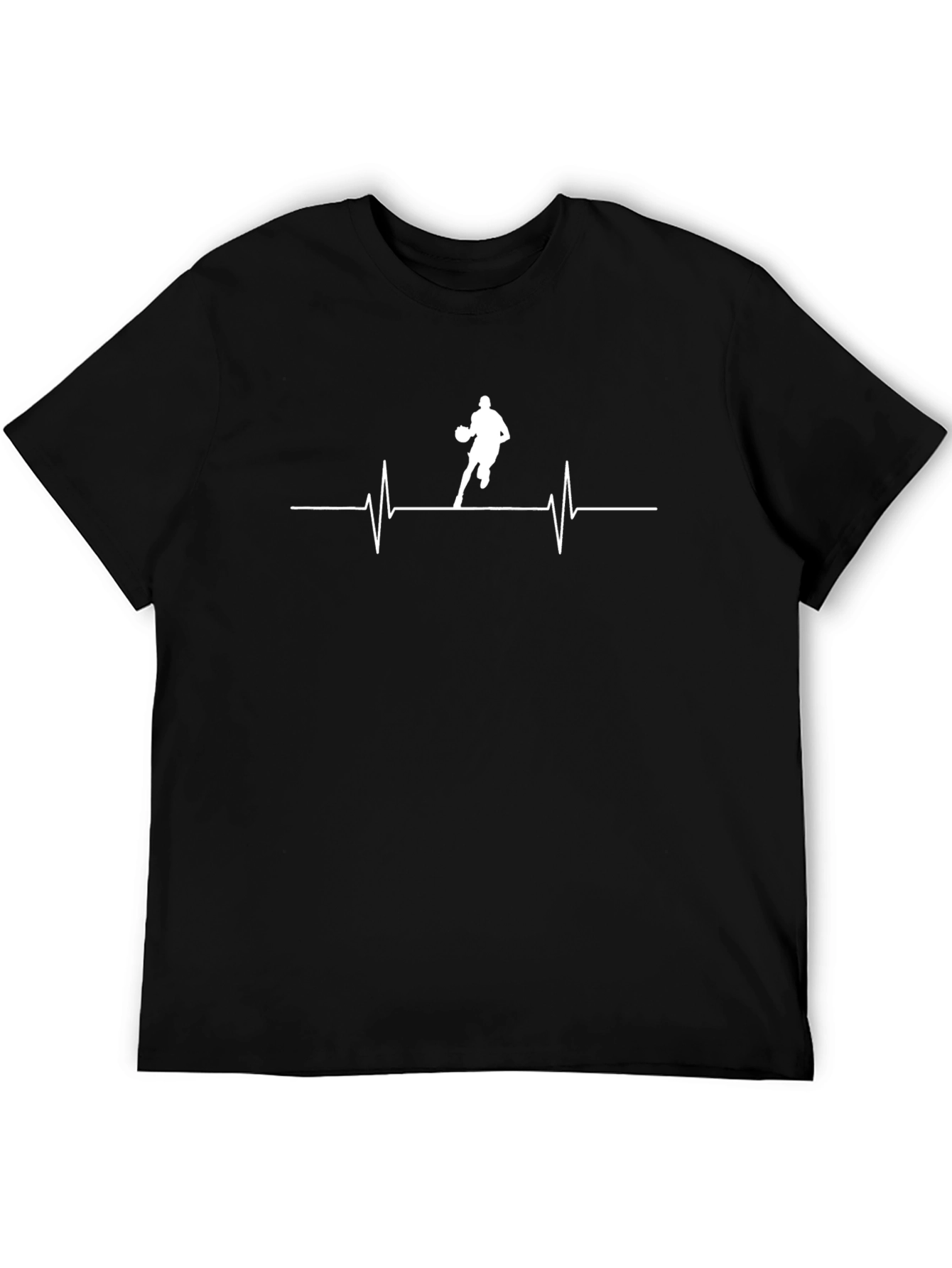 Basketball Heartbeat T-Shirt - Black Graphic Tee