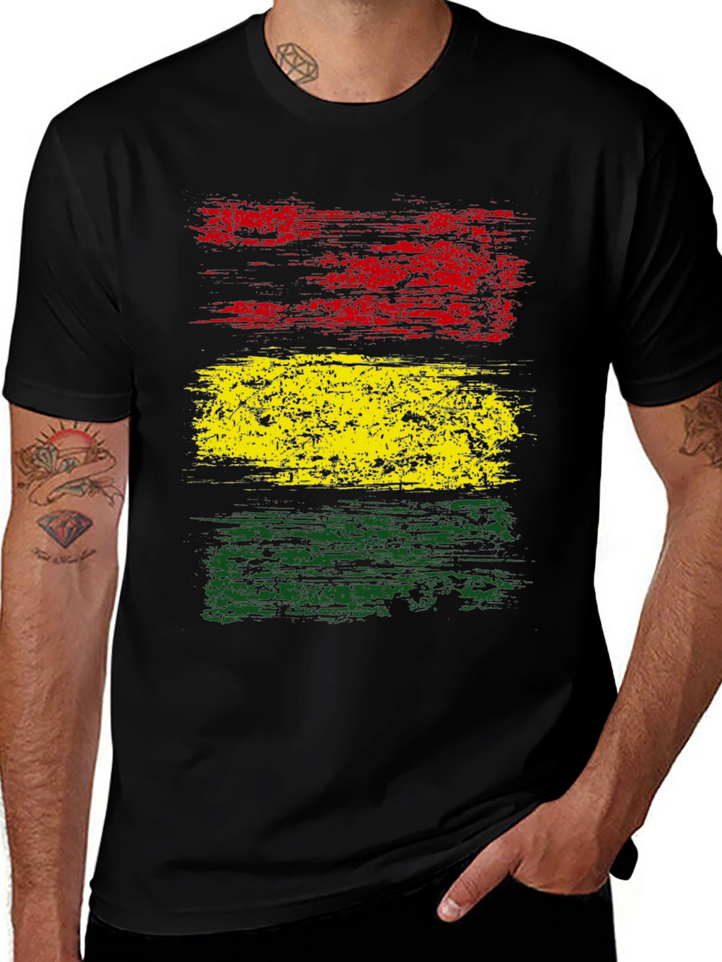 Rasta Flag T-Shirt - Distressed Graphic Tee