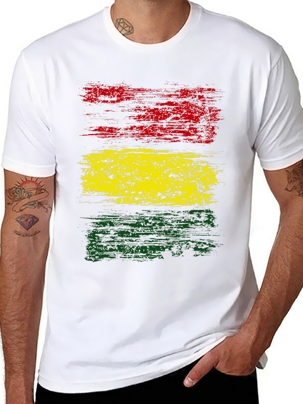 Rasta Flag T-Shirt - Distressed Graphic Tee