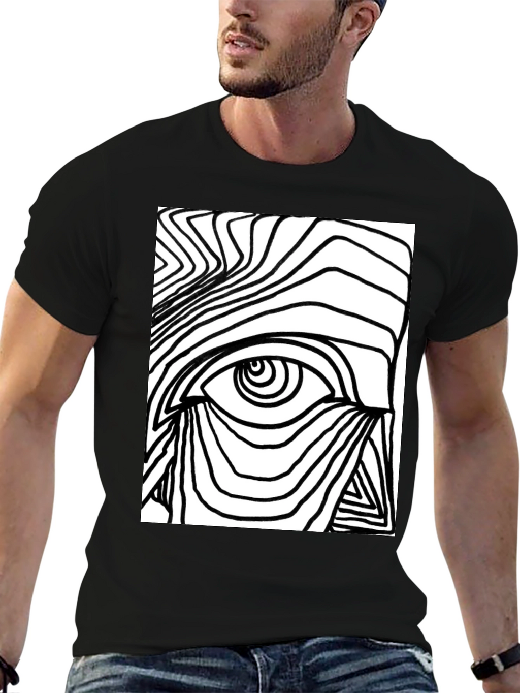Abstract Eye Graphic Tee - Black Cotton