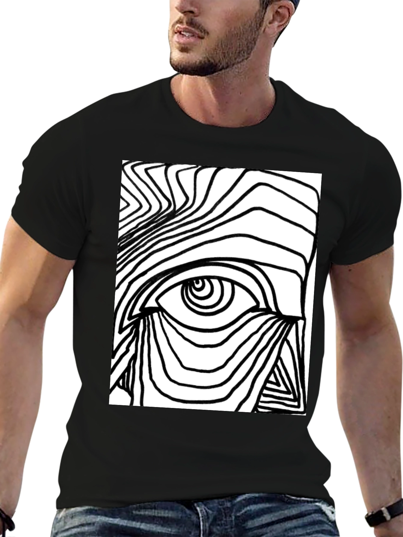 Abstract Eye Graphic Tee - Black Cotton