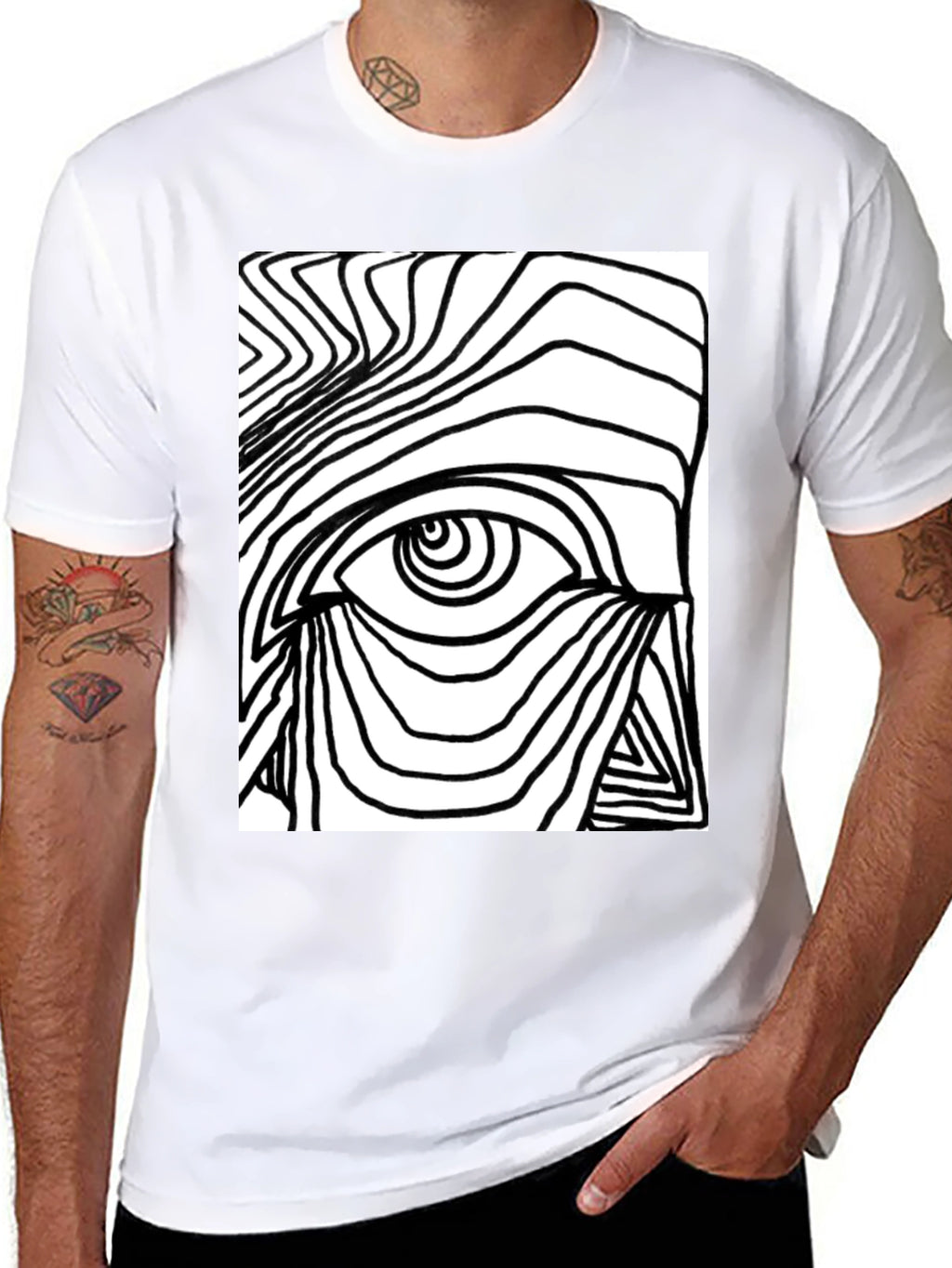Abstract Eye Graphic Tee - Black Cotton