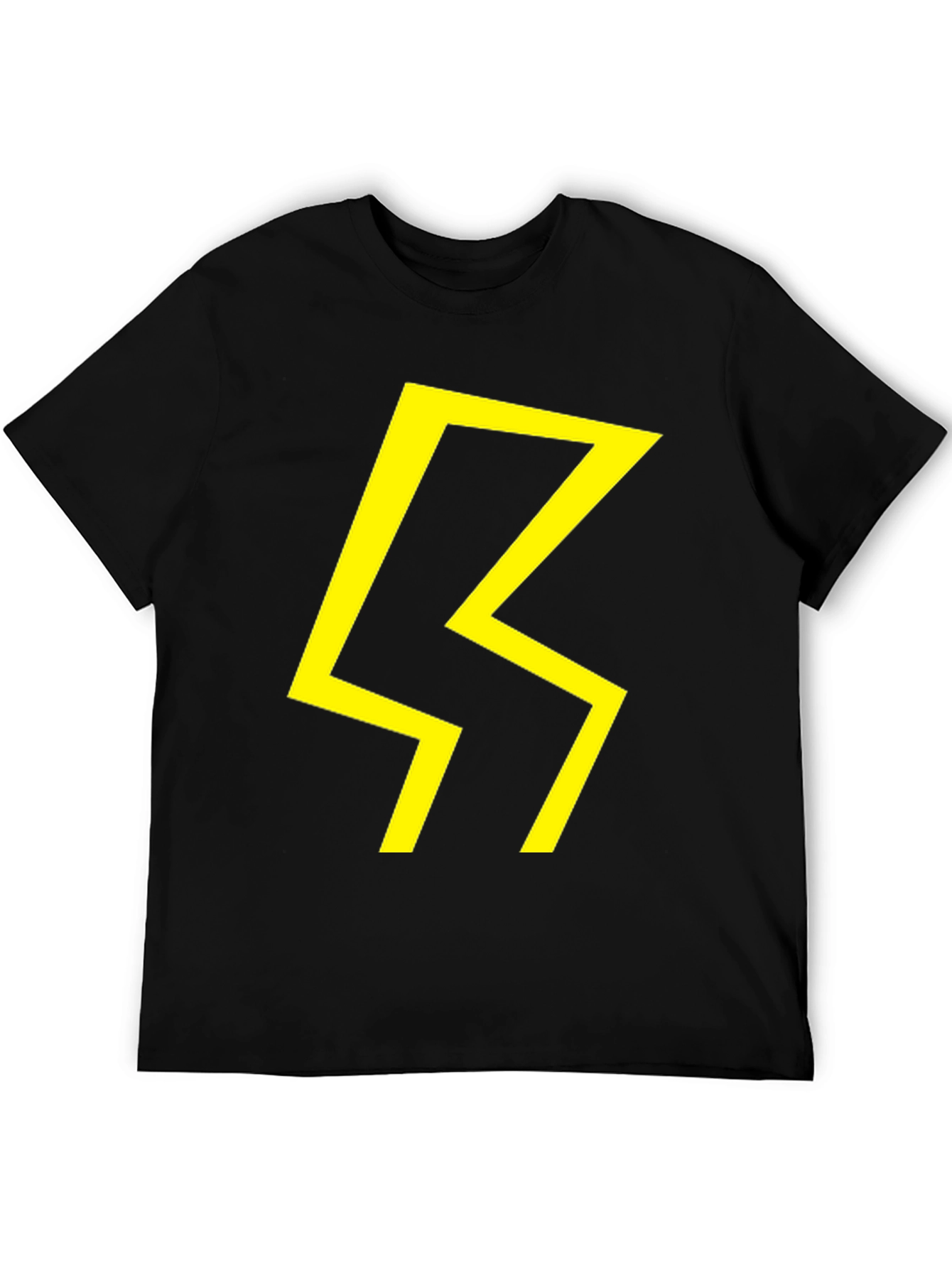 Bold Graphic Tee - Yellow Lightning Bolt on Black