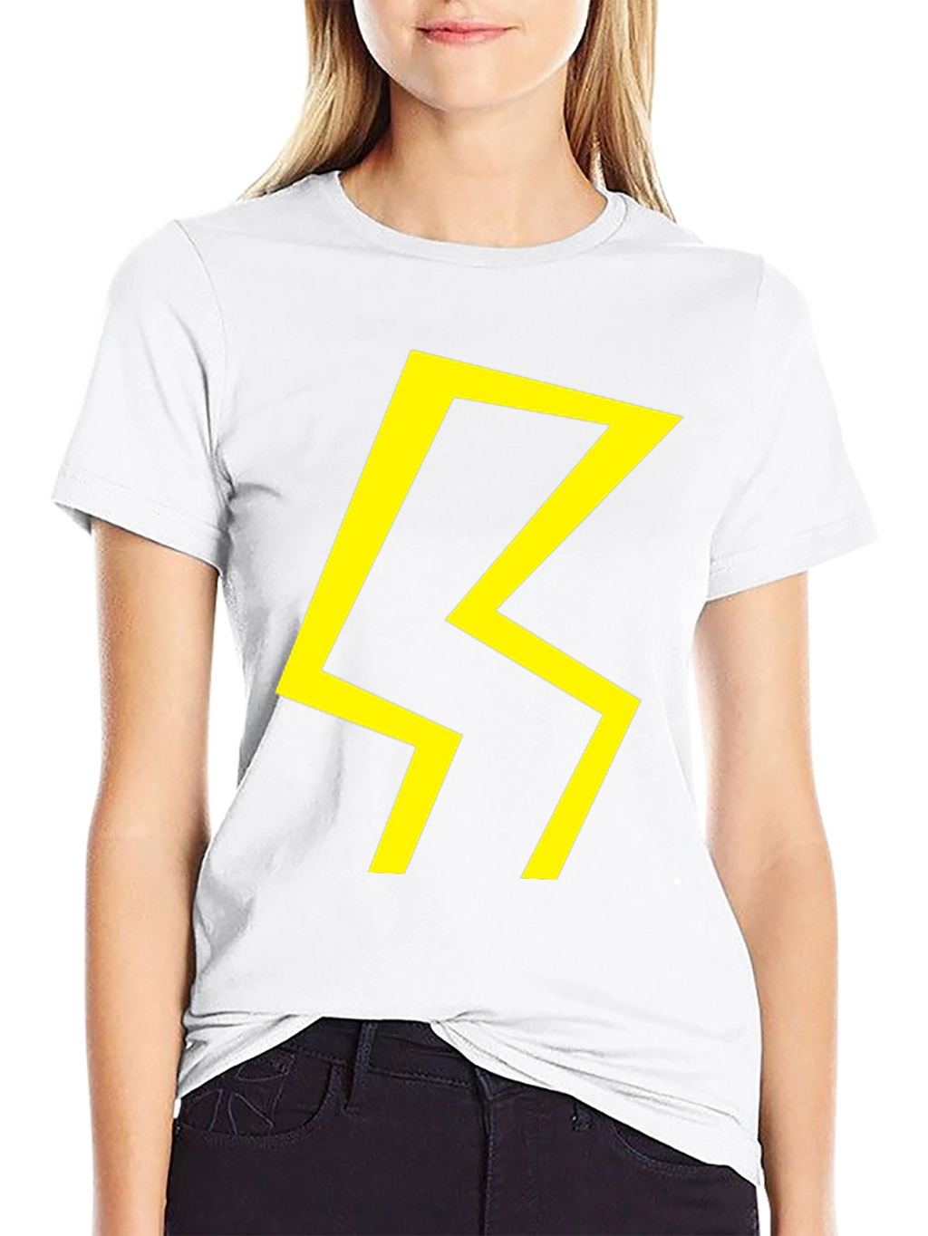 Bold Graphic Tee - Yellow Lightning Bolt on Black