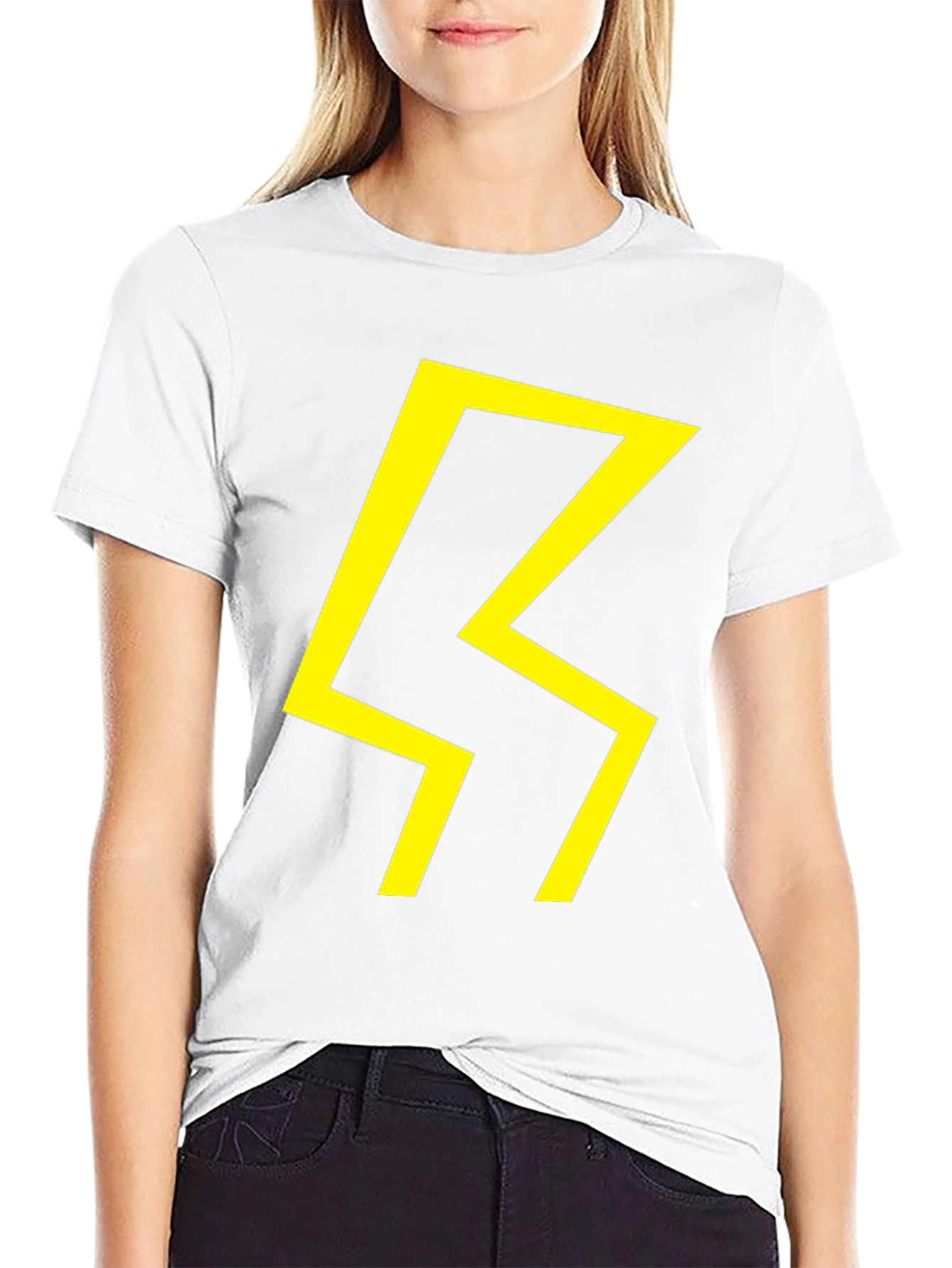 Bold Graphic Tee - Yellow Lightning Bolt on Black