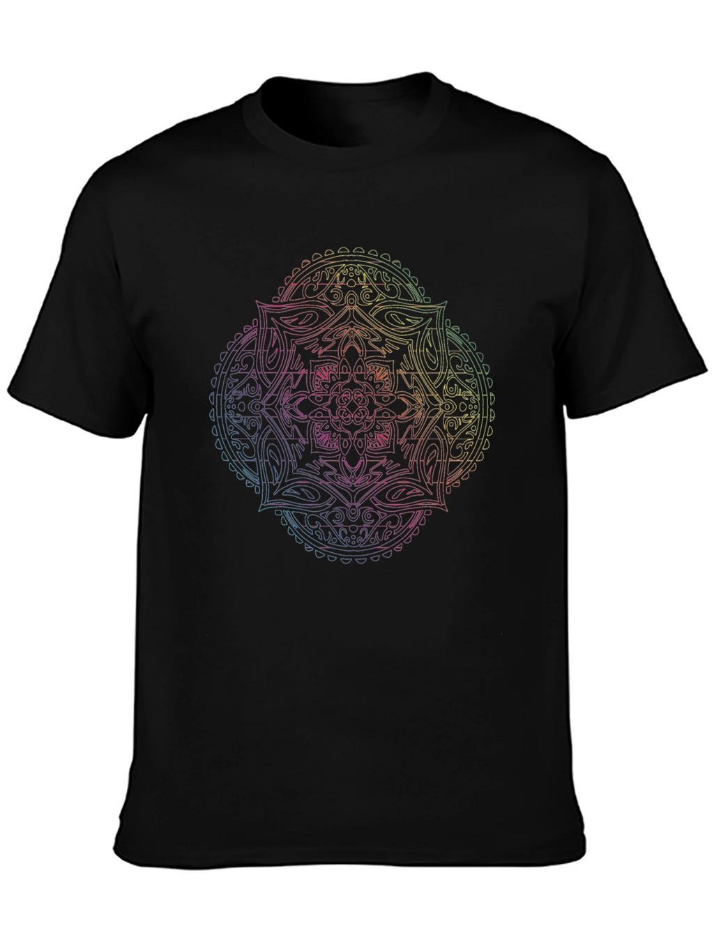 Mandala Rainbow Graphic Mens Black T-Shirt
