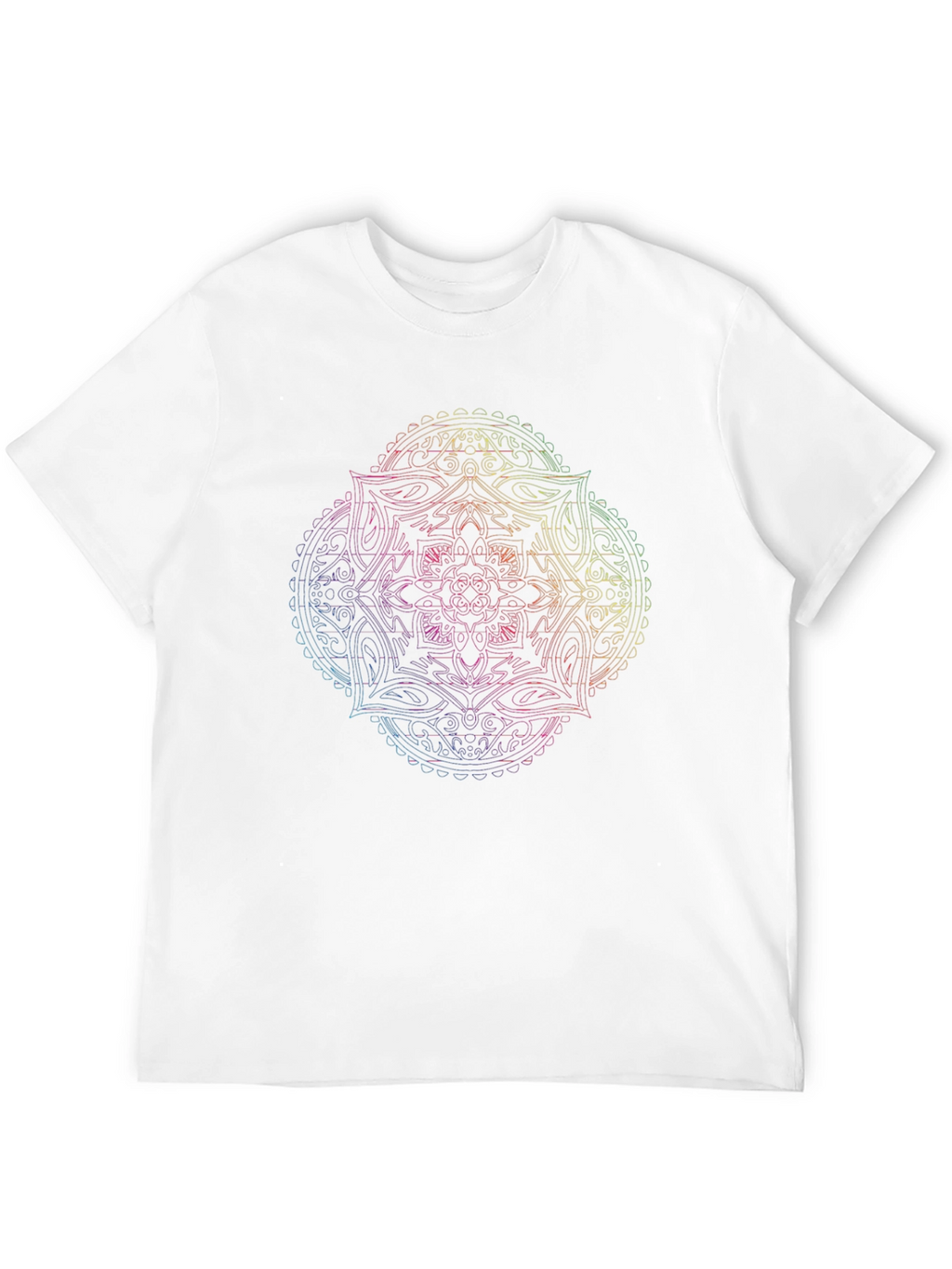 Mandala Rainbow Graphic Mens Black T-Shirt