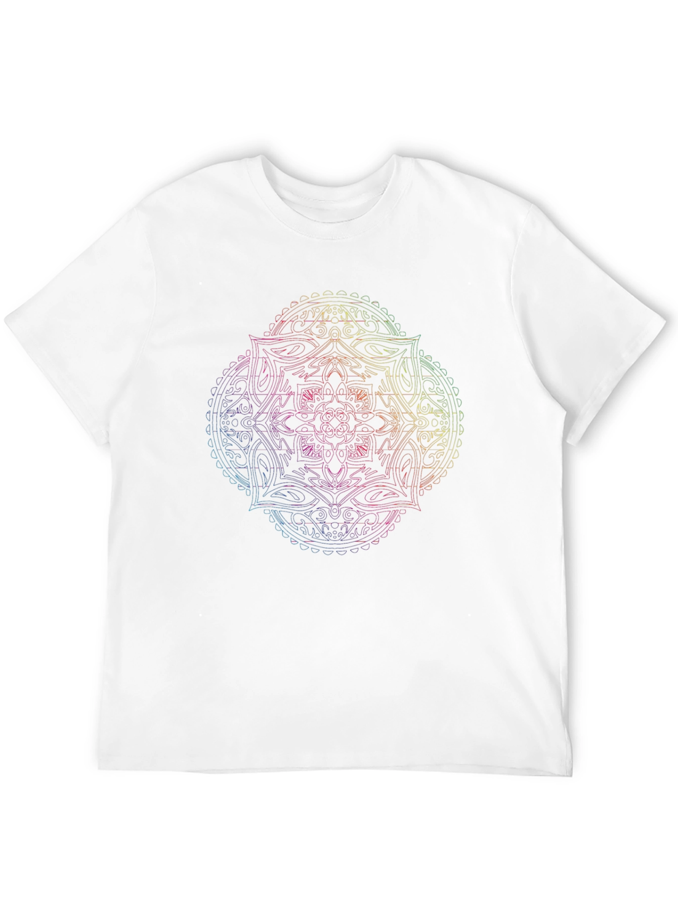 Mandala Rainbow Graphic Mens Black T-Shirt
