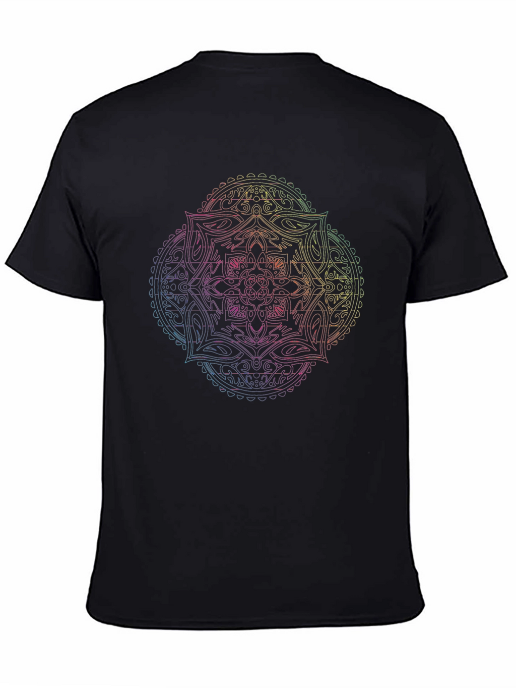 Mandala Rainbow Graphic Mens Black T-Shirt