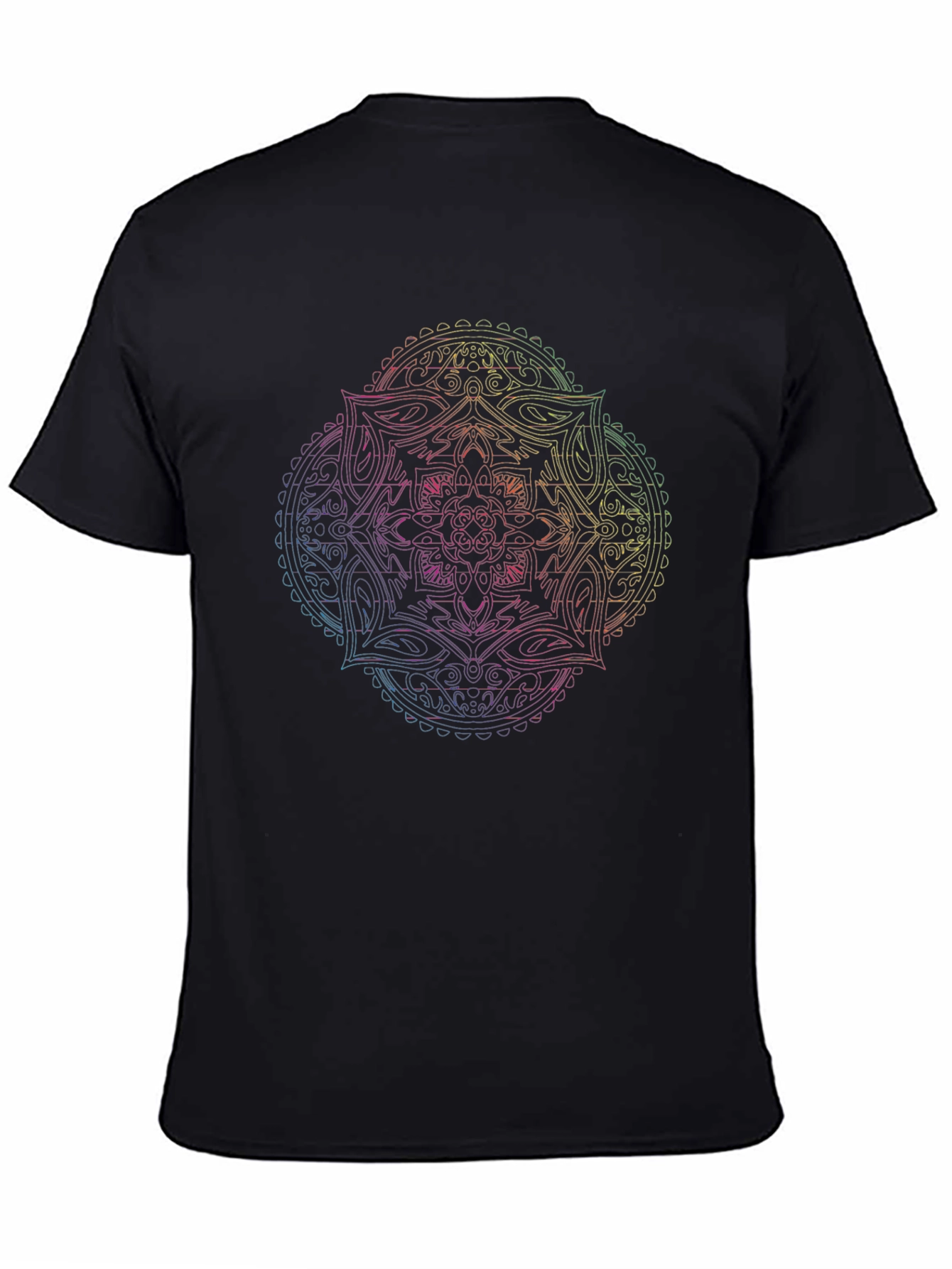 Mandala Rainbow Graphic Mens Black T-Shirt